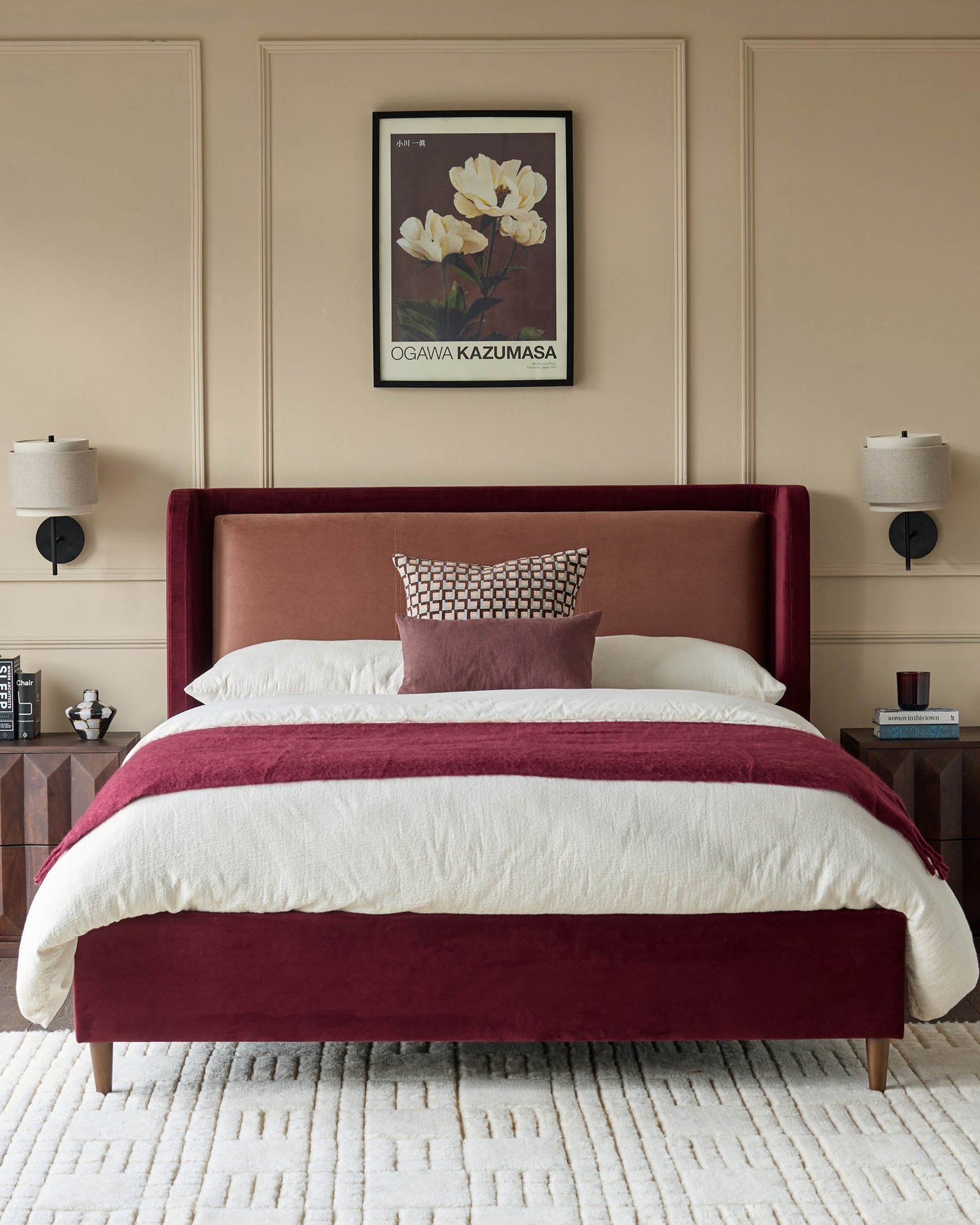 Grove rose velvet and plum velvet king size ottoman storage bed – Dusk England Back
