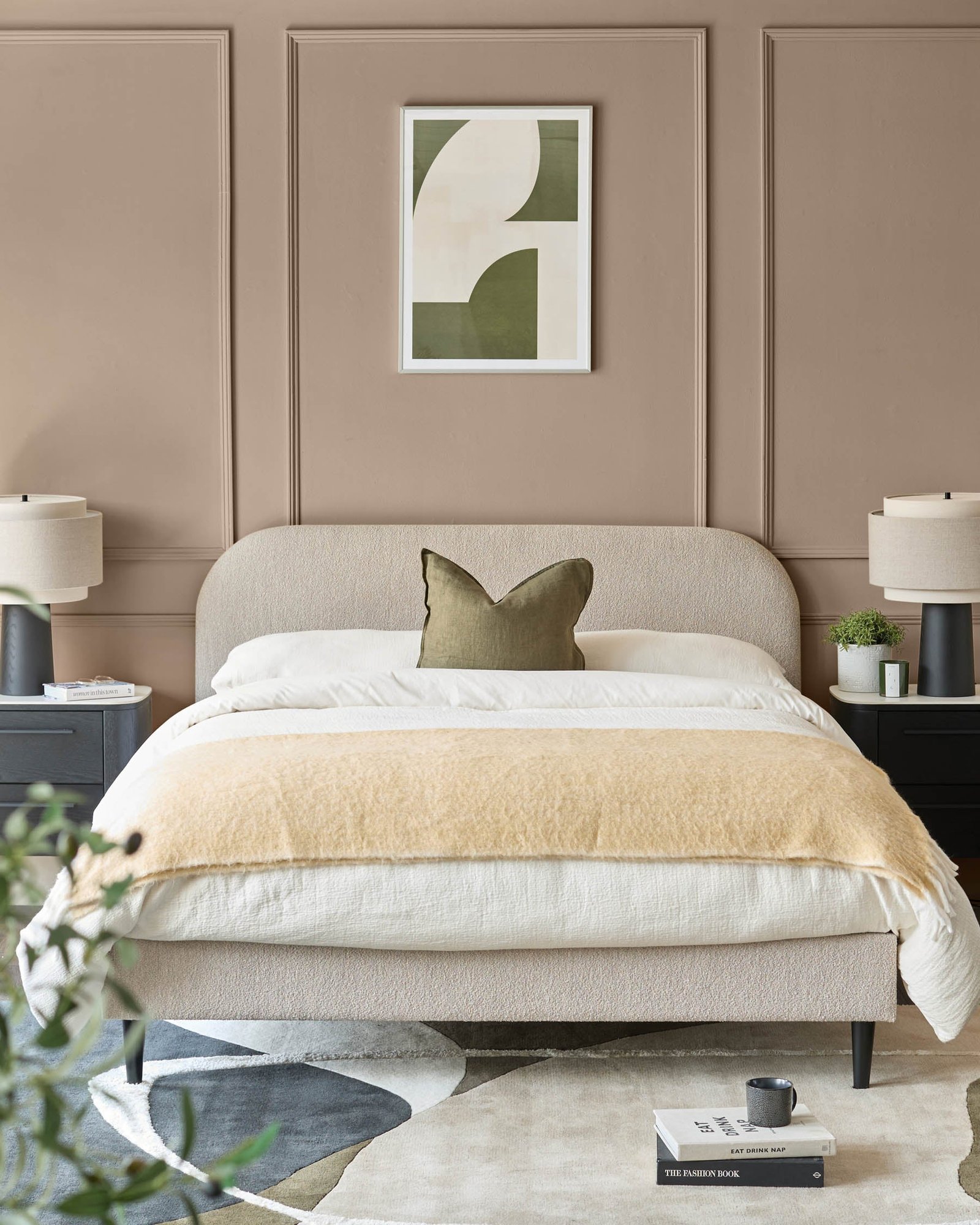 Hampton natural soft boucle double bed – Dusk England Back