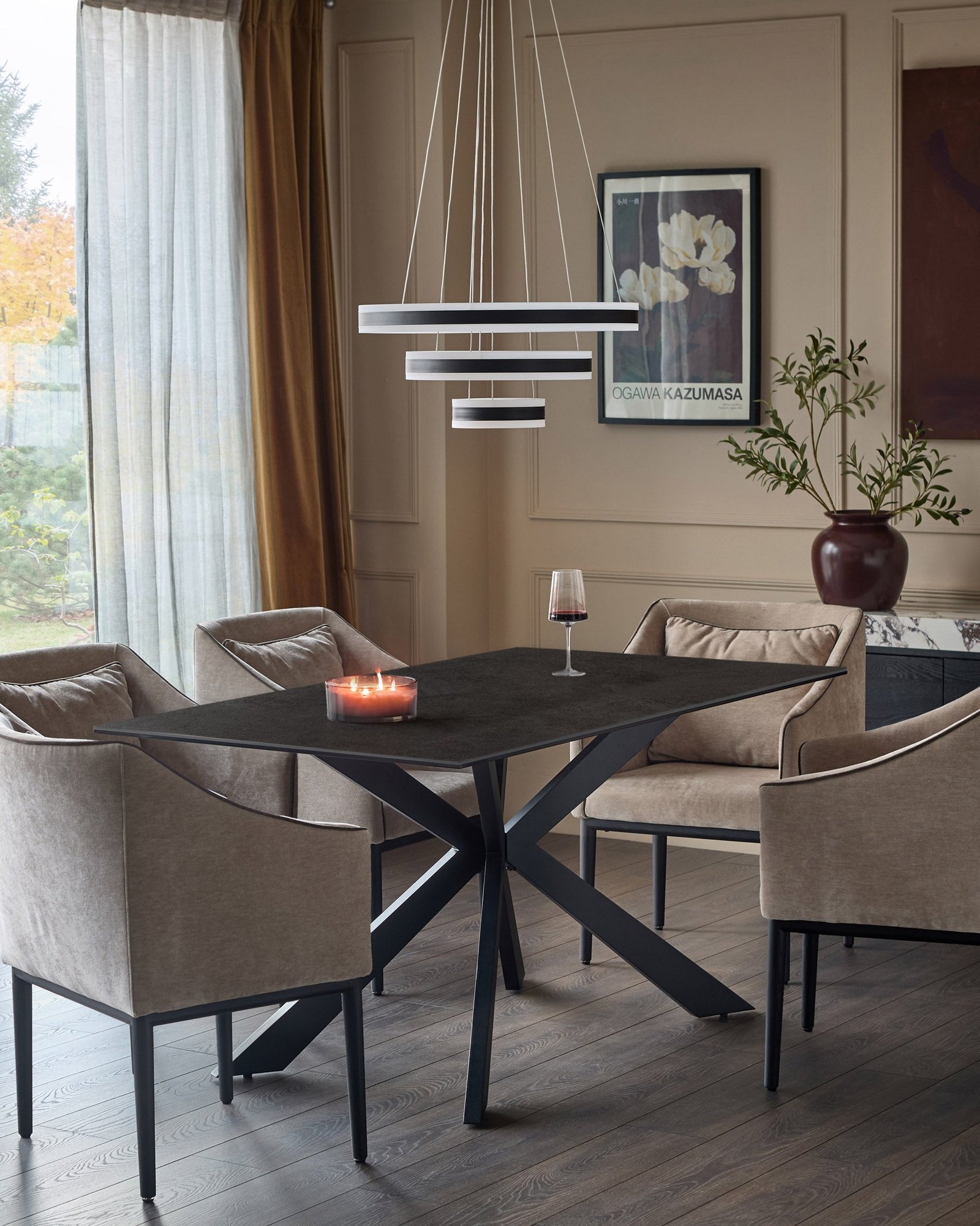 Hayden dark grey ceramic 6 seater dining table – Dusk Back