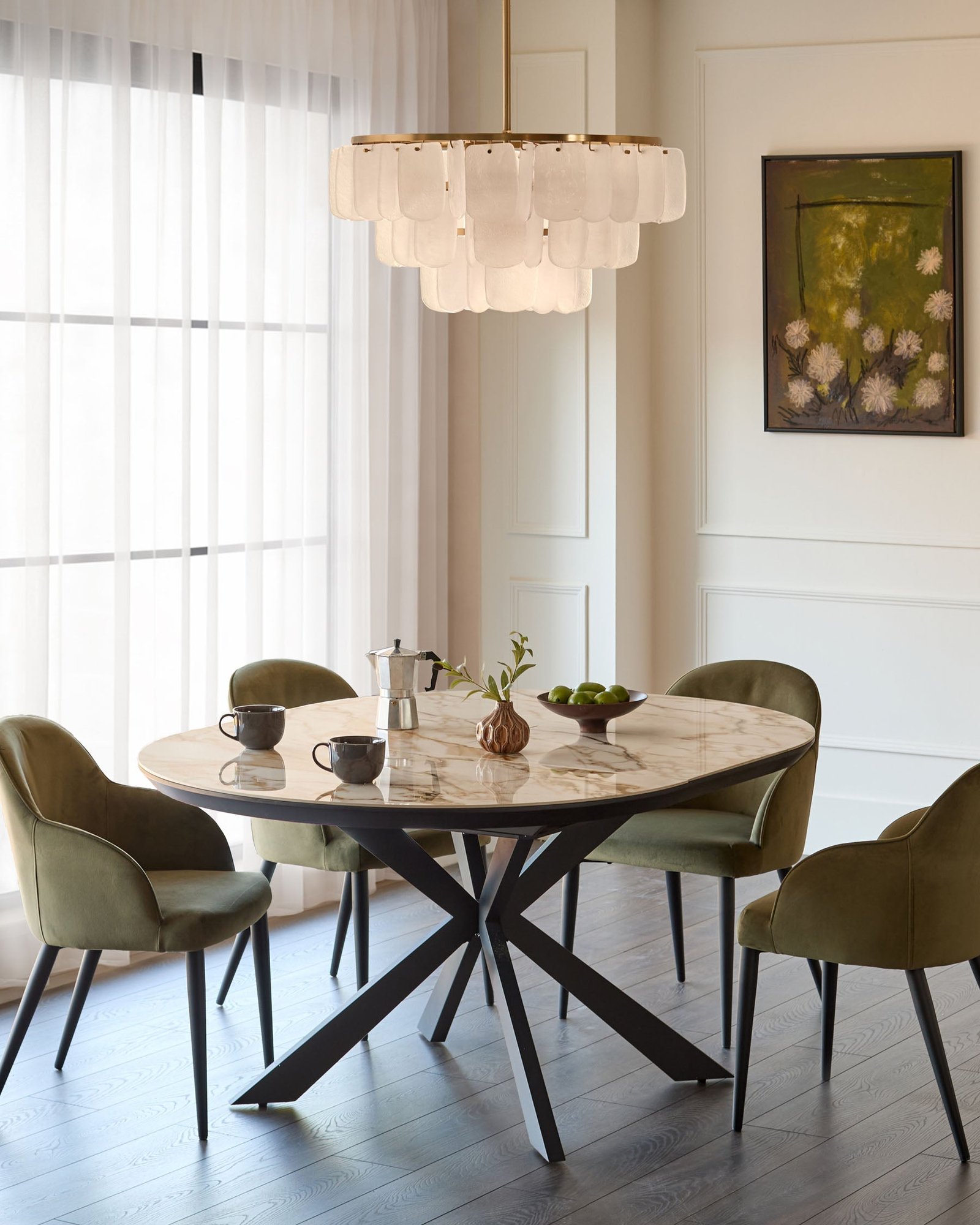 Hayden natural ceramic 4-6 extending round dining table – Dusk Side