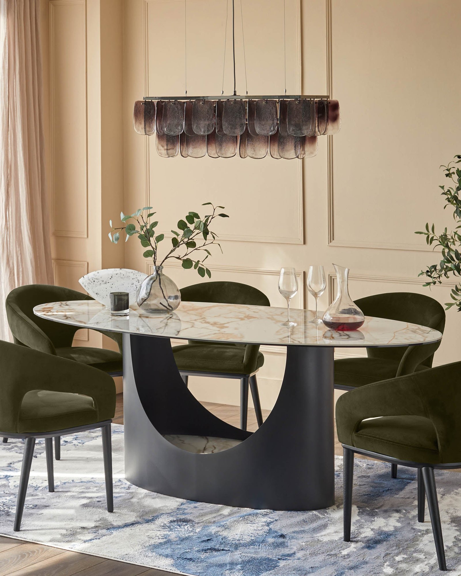 Heath olive green velvet dining chair – Dusk England Back