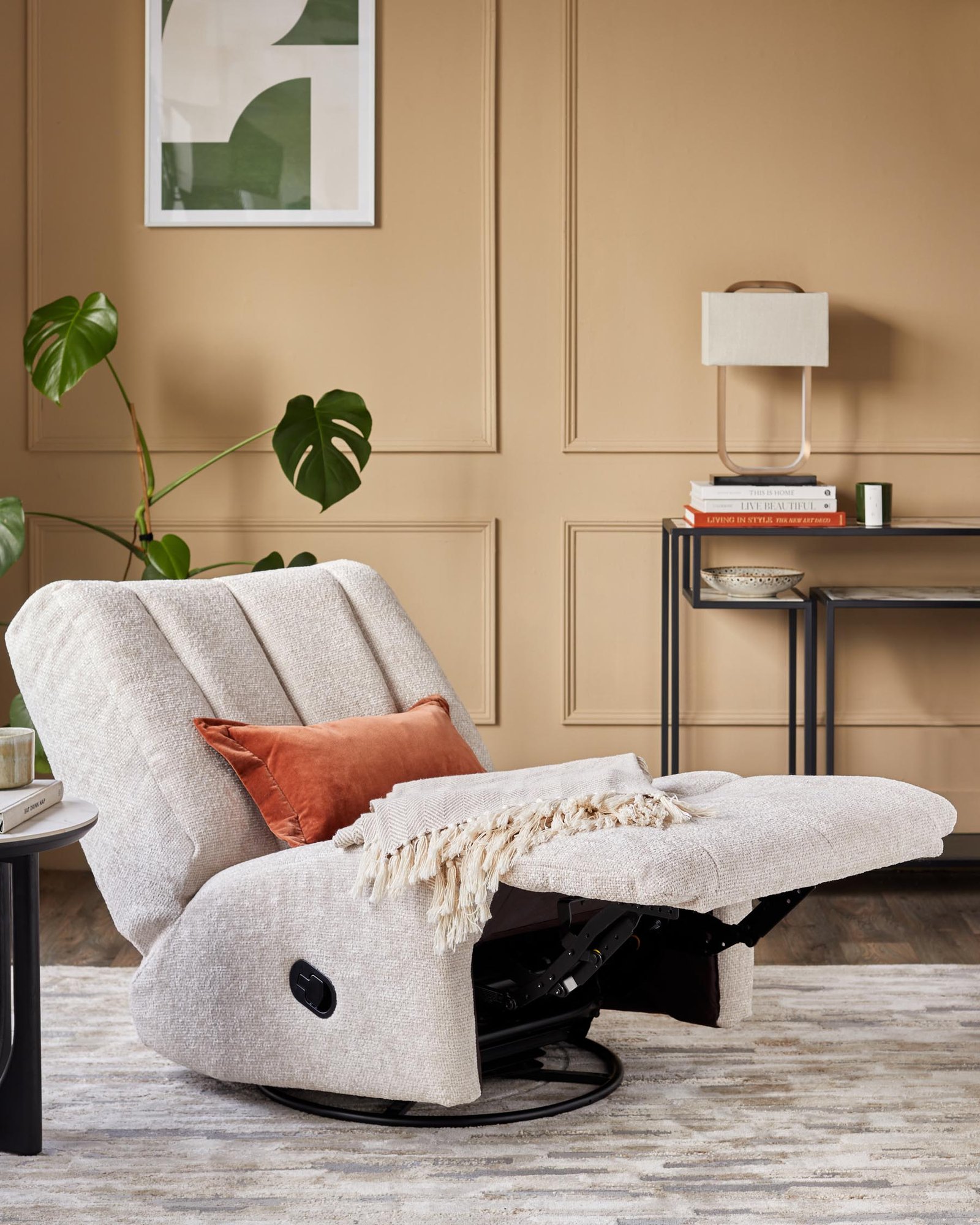 Jayla Natural Chunky Weave Rocking Swivel Recliner – Dusk England Back