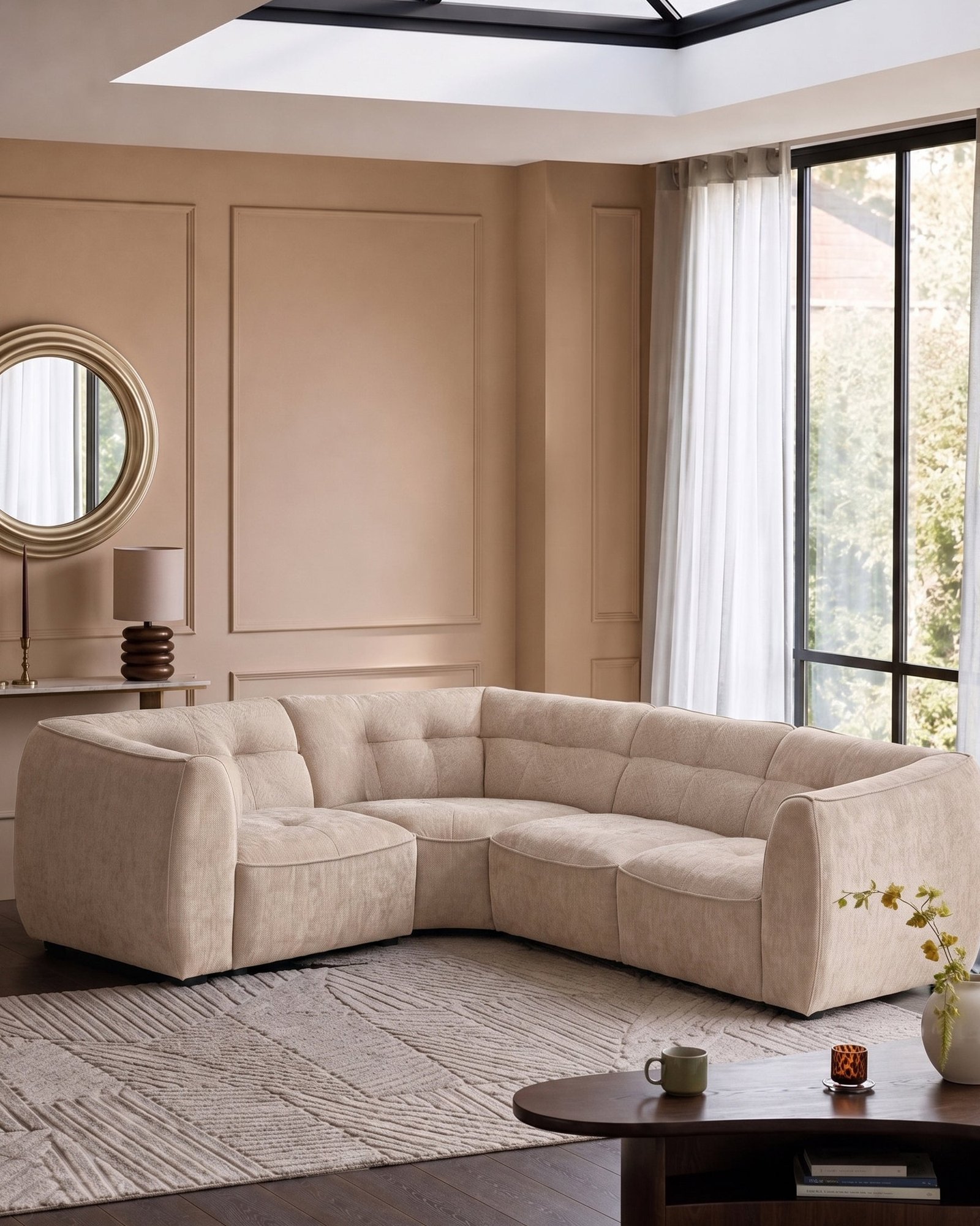 Jodie champagne chenille small corner sofa – Dusk Back