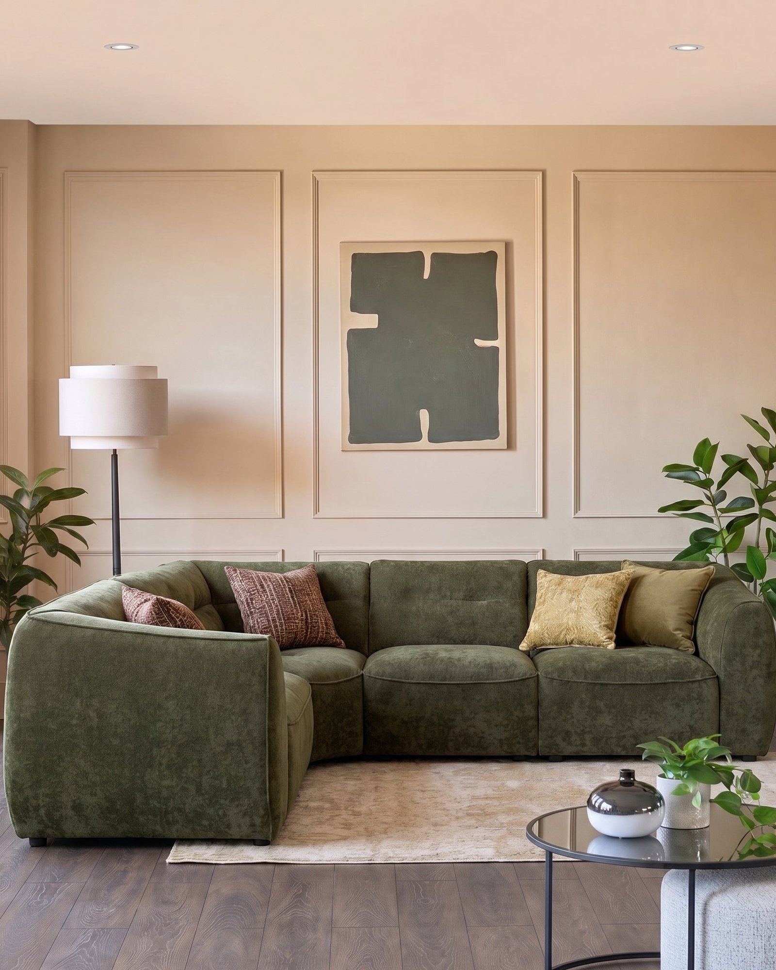 Jodie dark green chenille large corner sofa – Dusk England Side