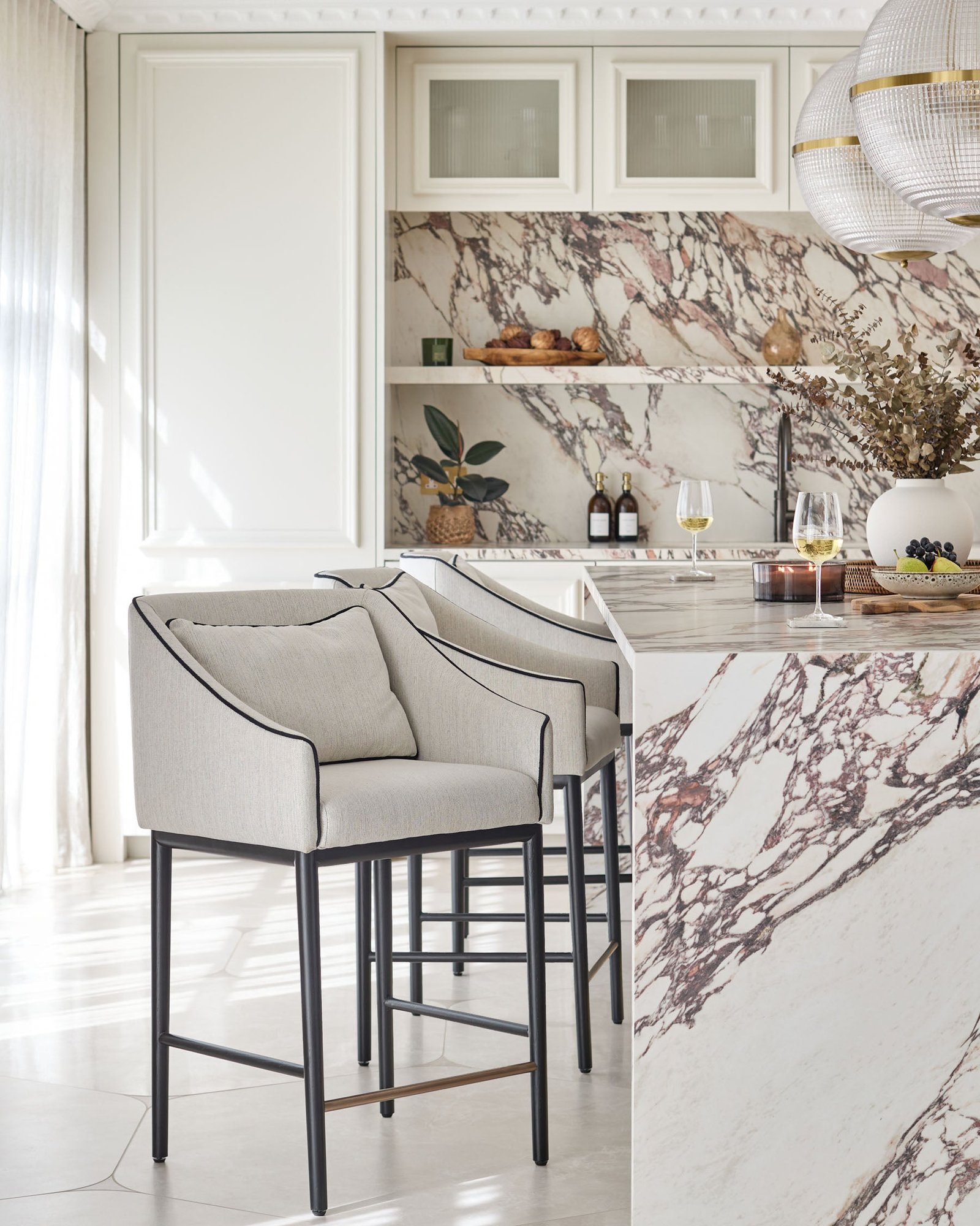Julep ivory dual tone fabric bar stool – Dusk England Back
