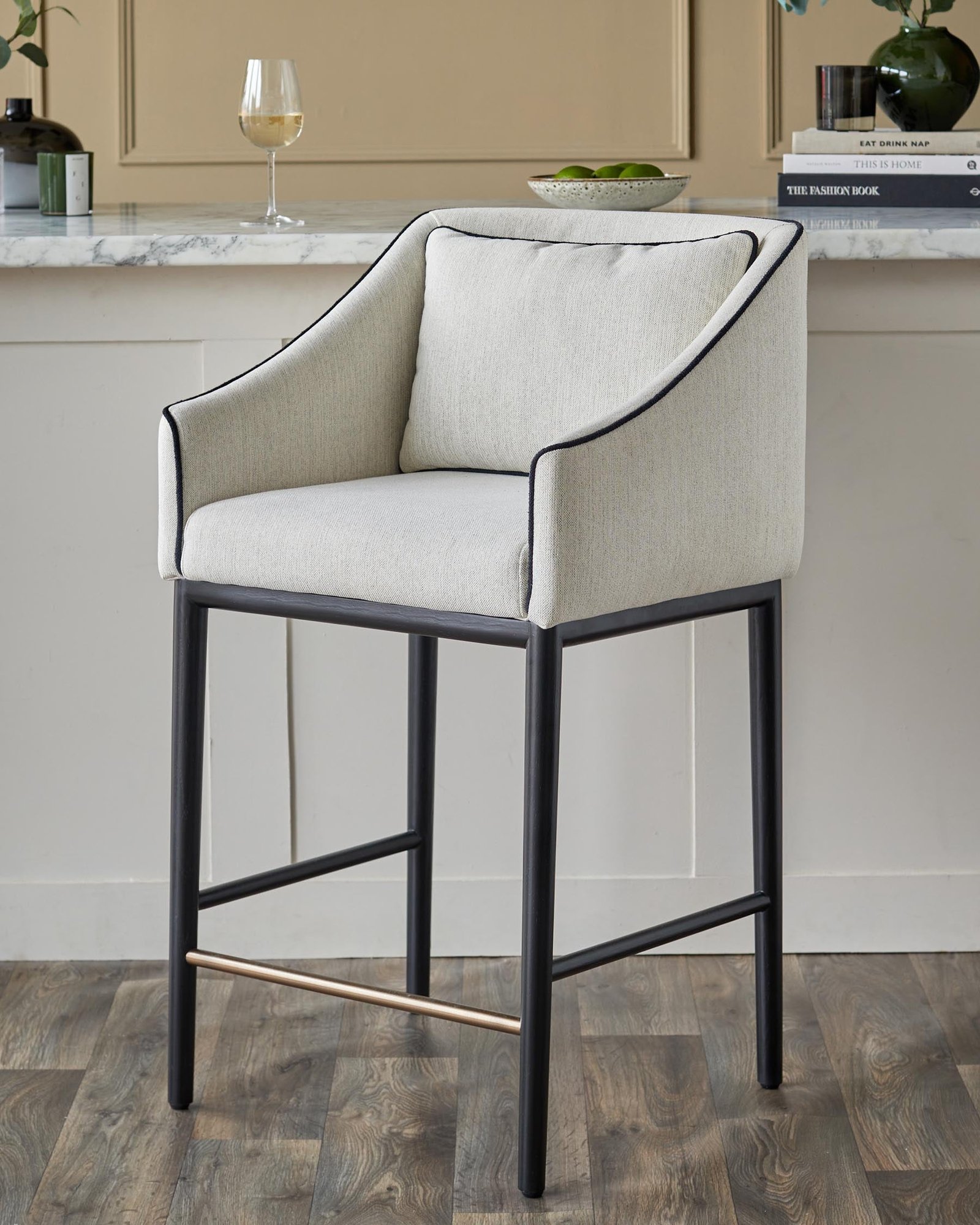 Julep ivory dual tone fabric bar stool – Dusk England Front