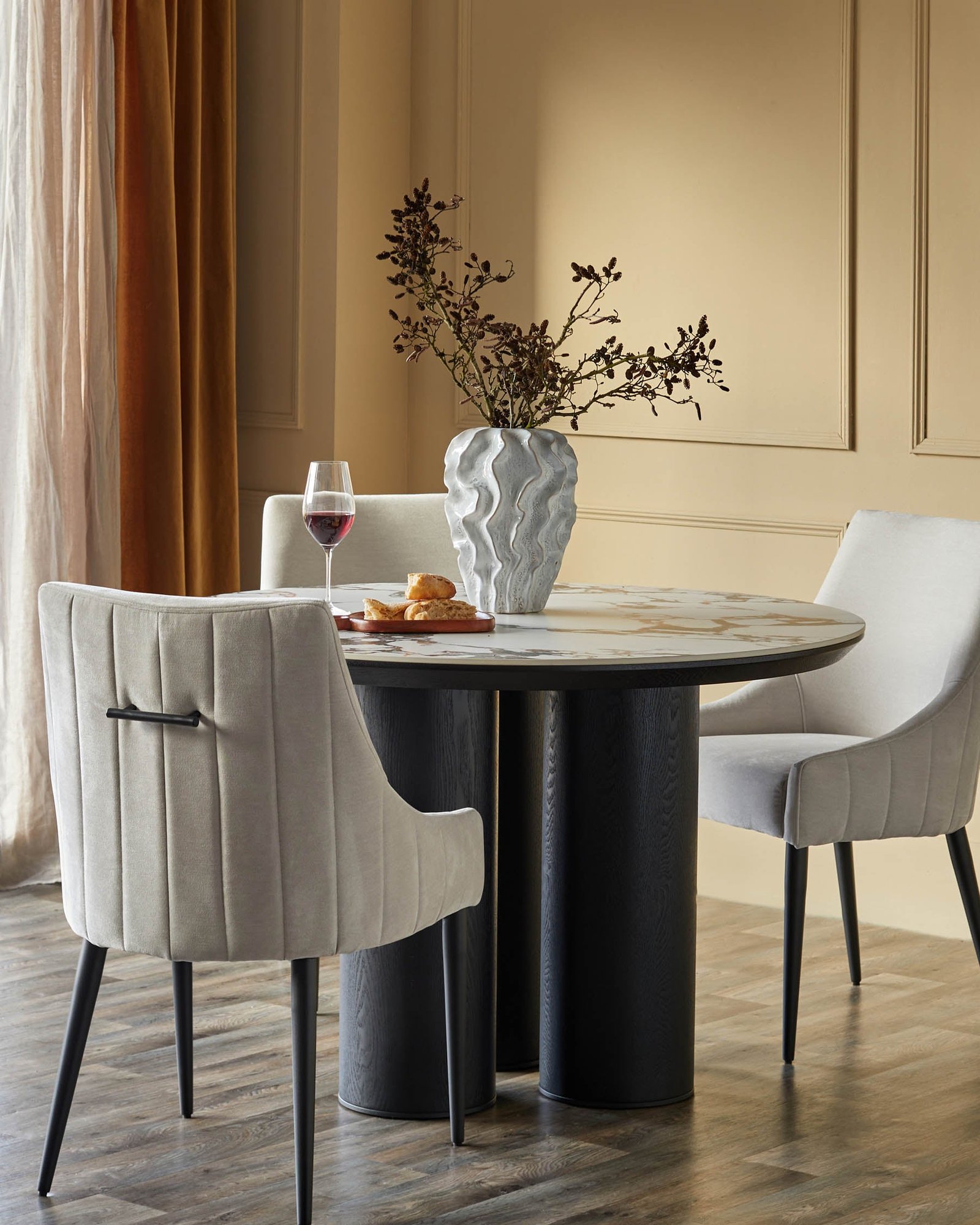 Juliana natural grey fabric dining chair - set of 2 – Dusk Back