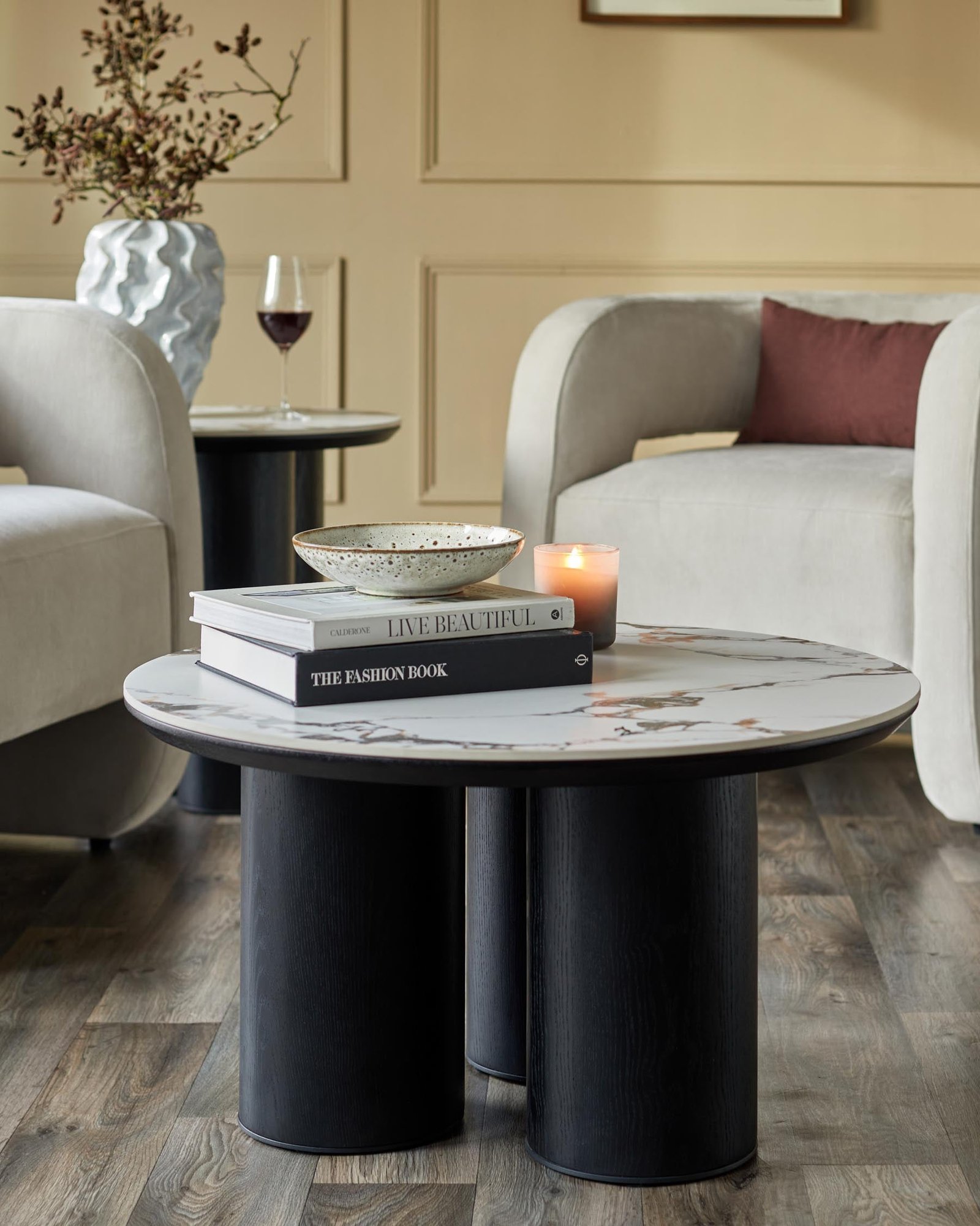 Lena white calacatta Dusk ceramic coffee table Side