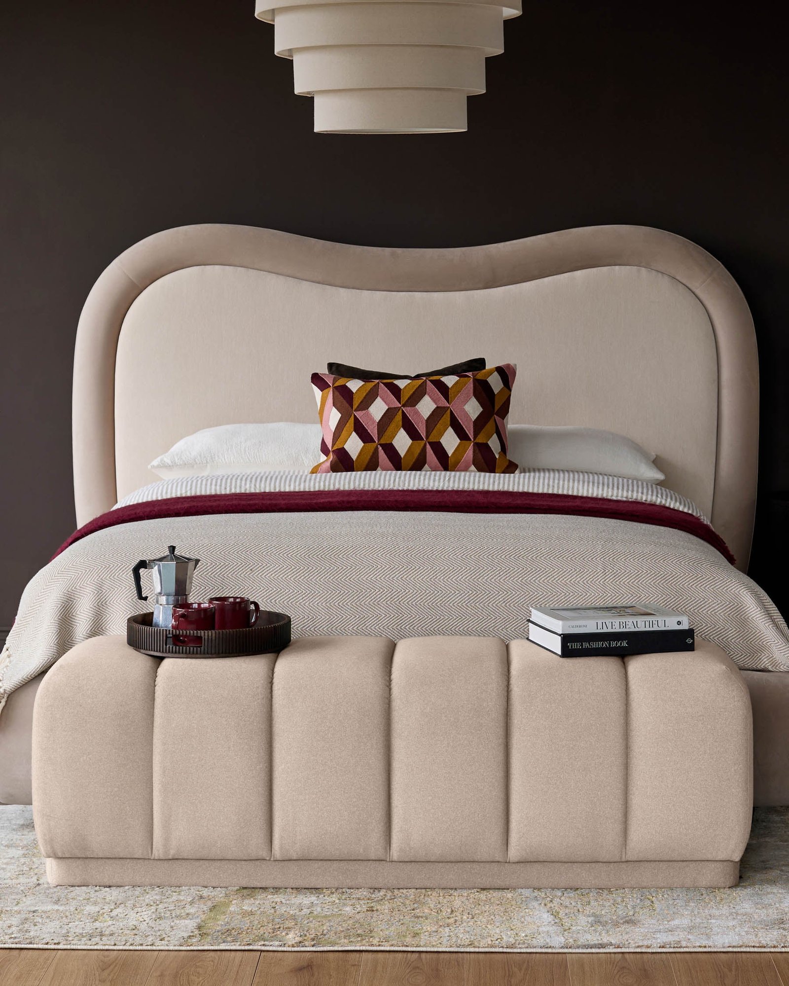 Lillian cream Dusk plush fabric bench Back