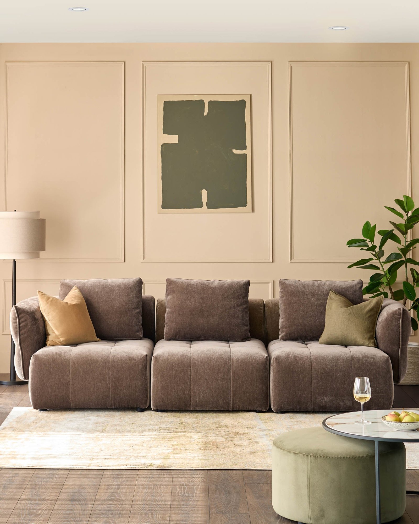Lillian mocha fabric Dusk 3 seater sofa Back