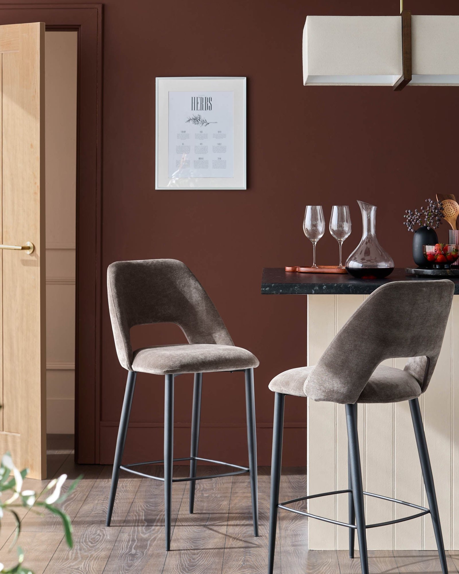 Lottie mocha fabric bar stool – Dusk Back