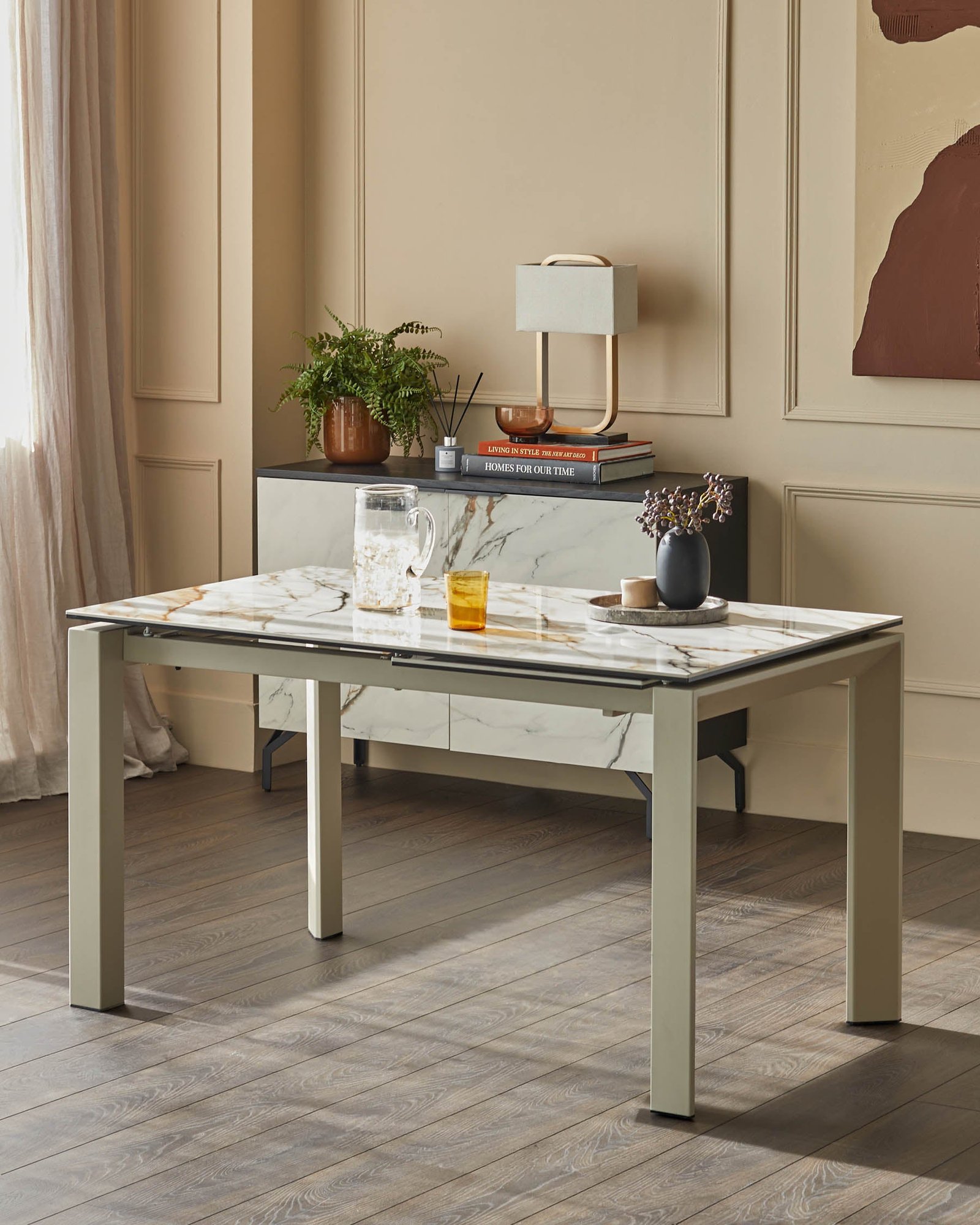 Louis natural ceramic extending 6 to 8 seater dining table – Dusk Scotland Back