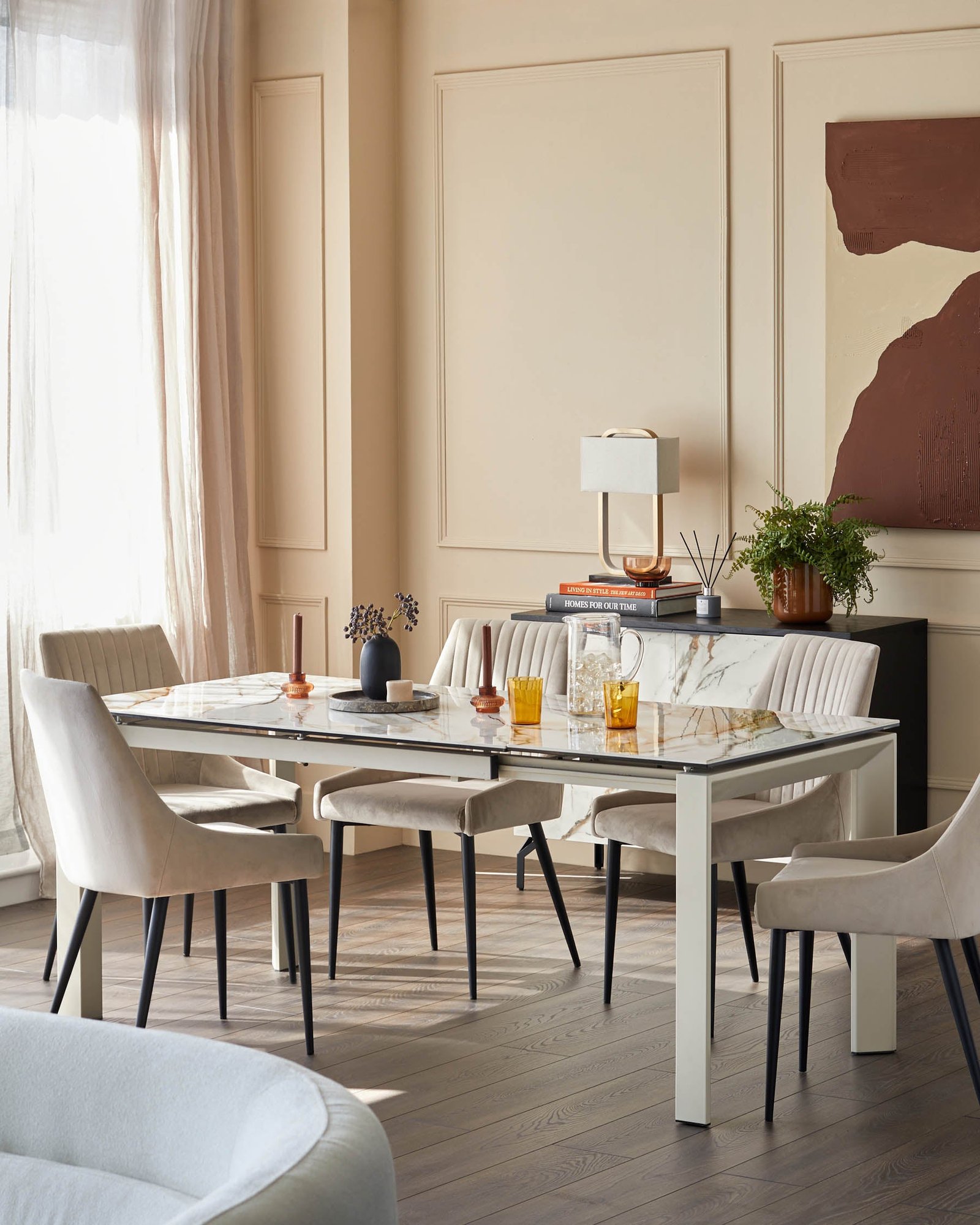 Louis natural ceramic extending 6 to 8 seater dining table – Dusk Scotland Side