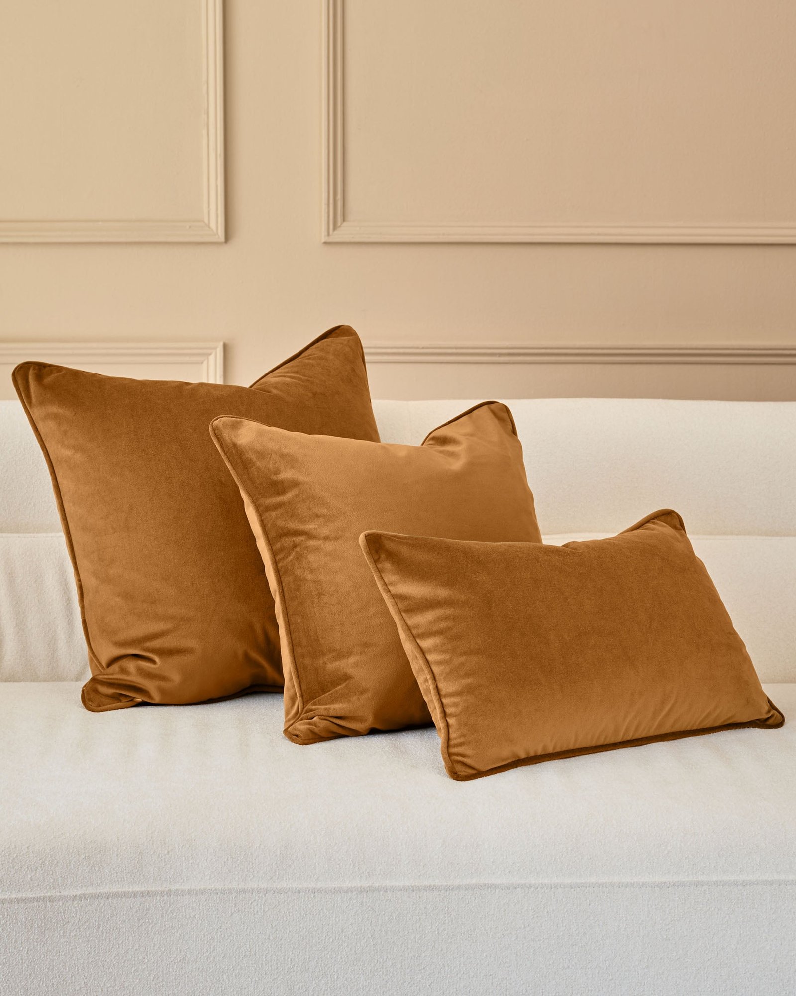 Luca caramel Dusk England large cushion Side