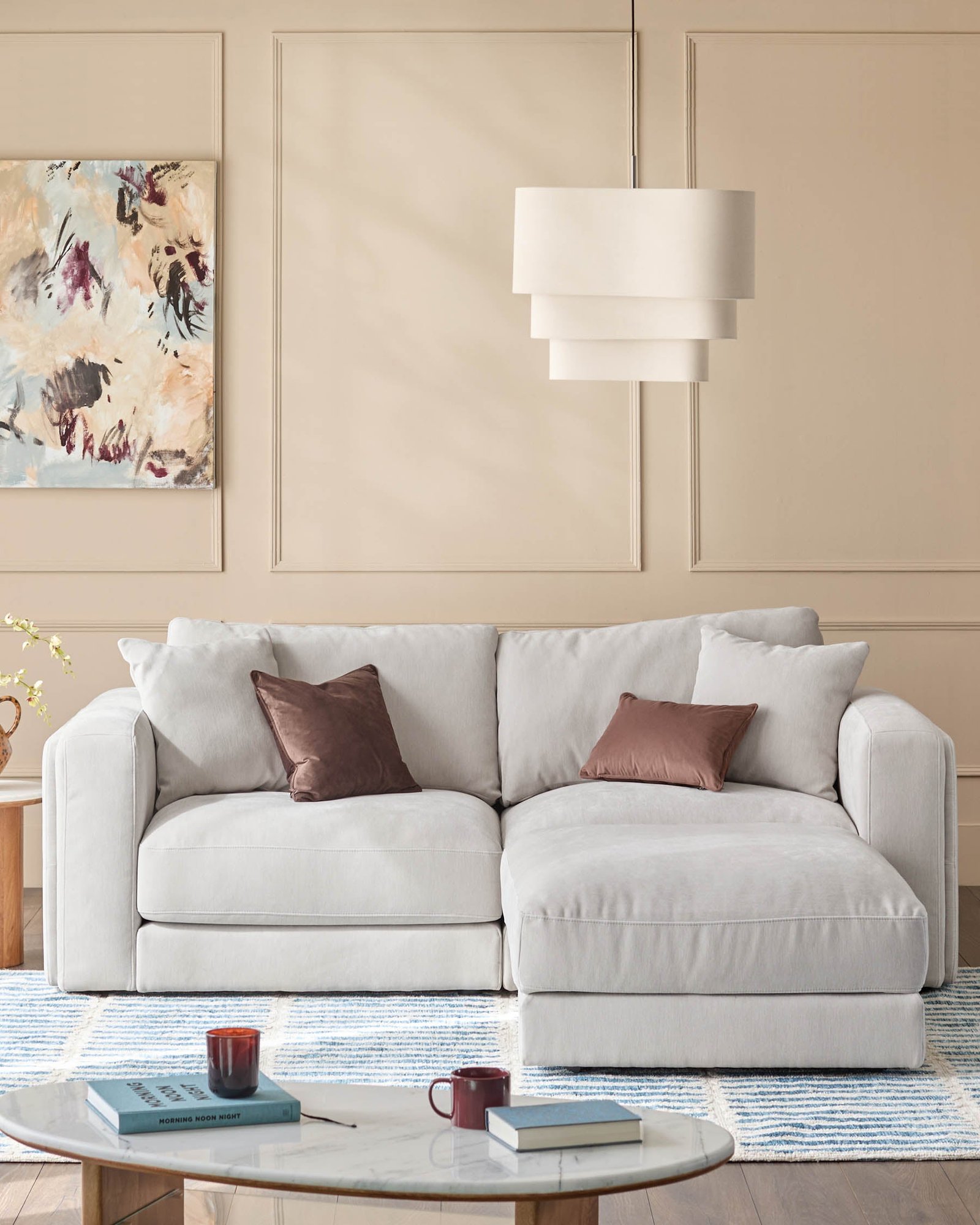 Lynetta natural grey chenille Dusk England 3 seater sofa with footstool Back