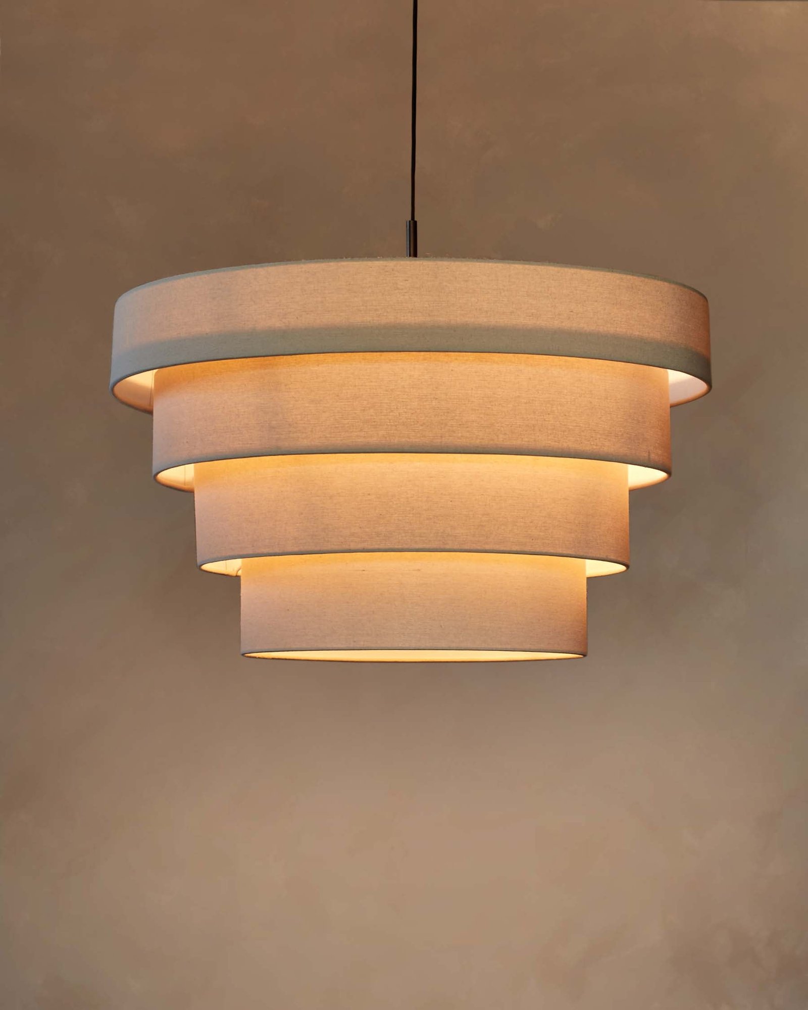 Madison natural linen Dusk Scotland round adjustable pendant light Back
