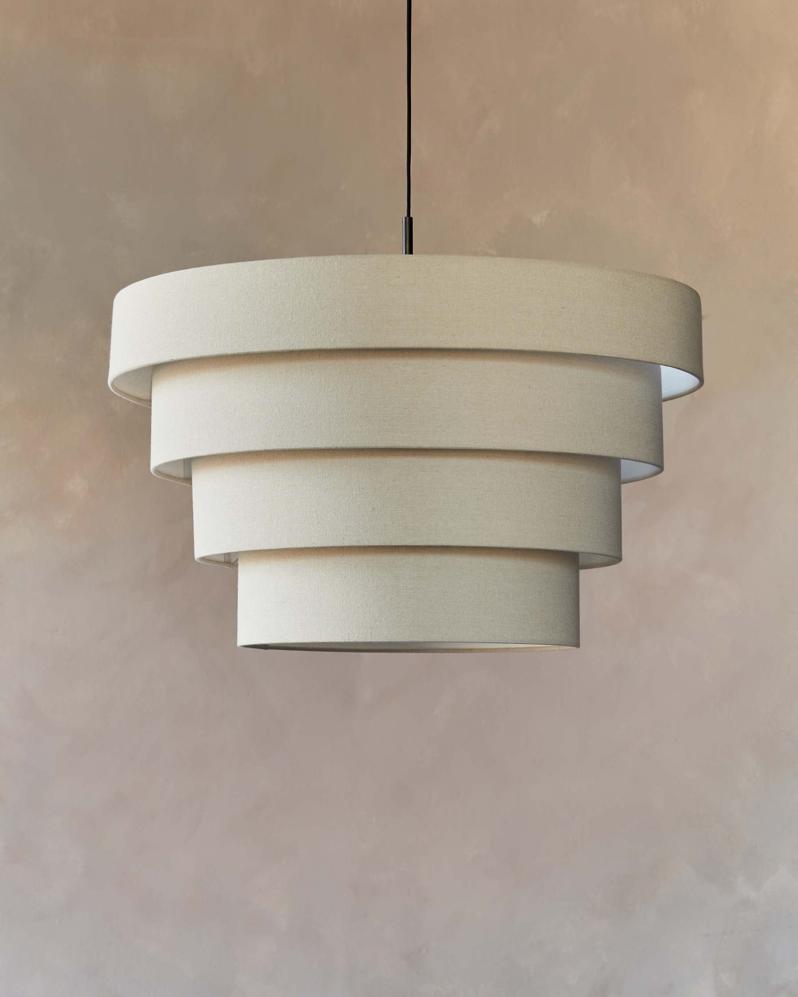 Madison natural linen Dusk Scotland round adjustable pendant light Front