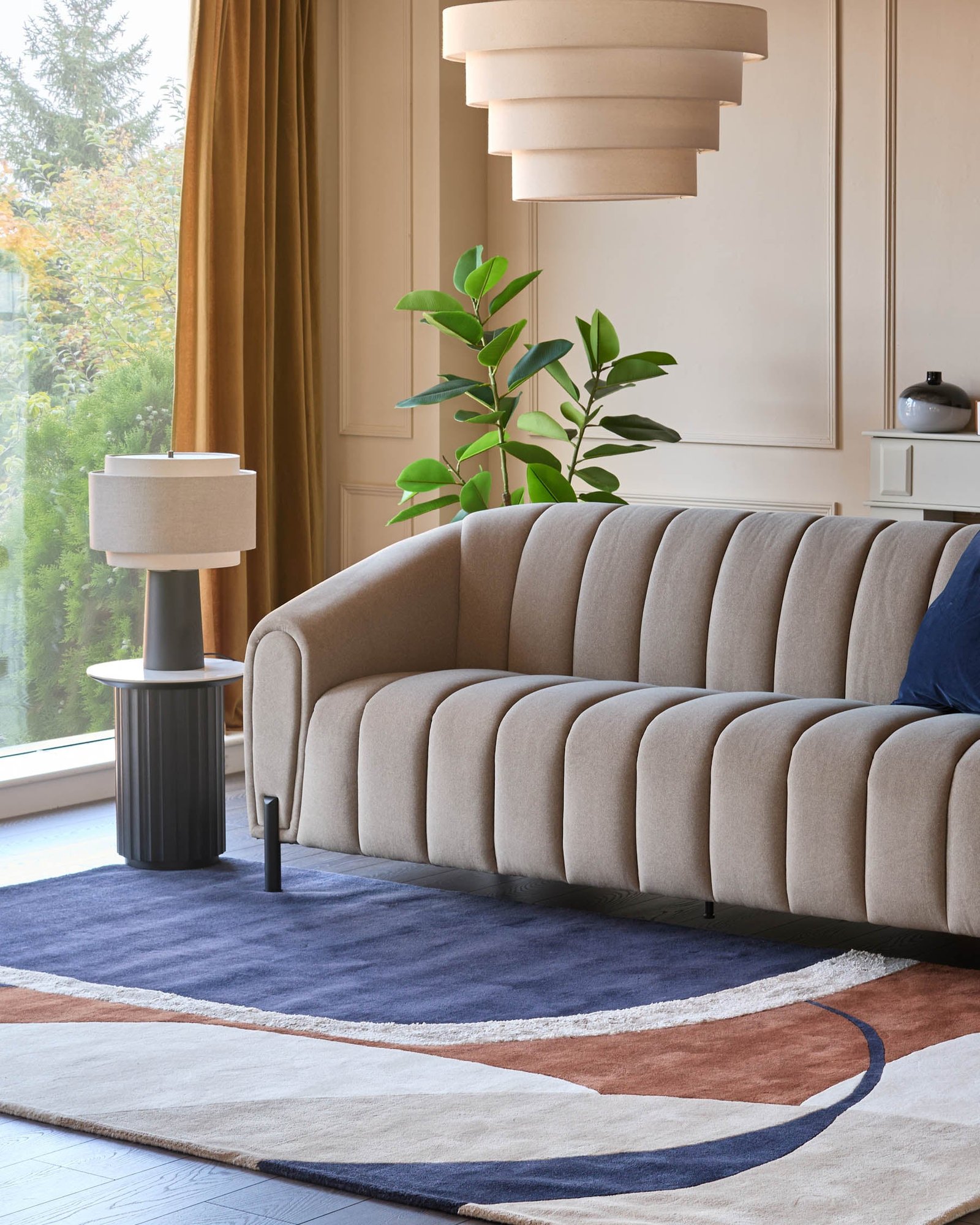 Neo navy Dusk textured medium rug Side