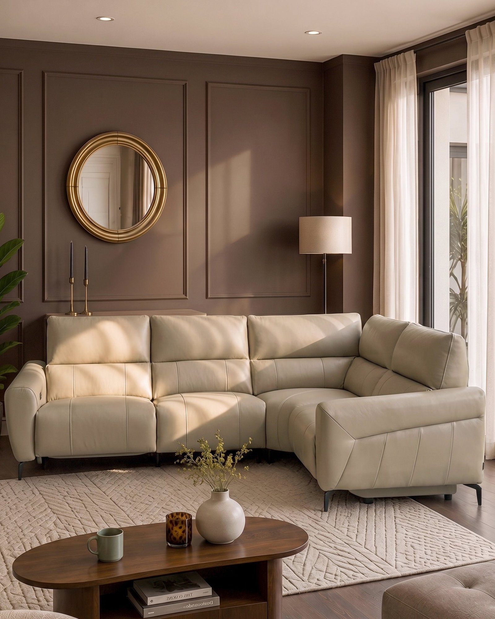 Rhys natural leather right hand facing small corner sofa – Dusk Scotland Side