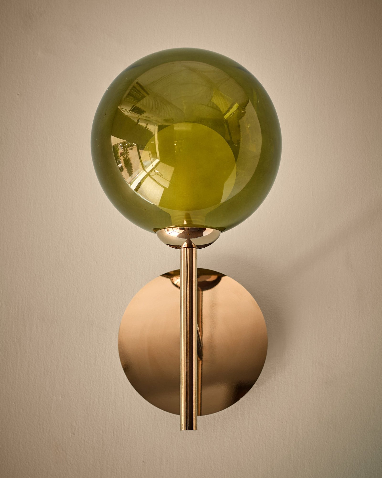 Riley olive green glass wall light – Dusk Side