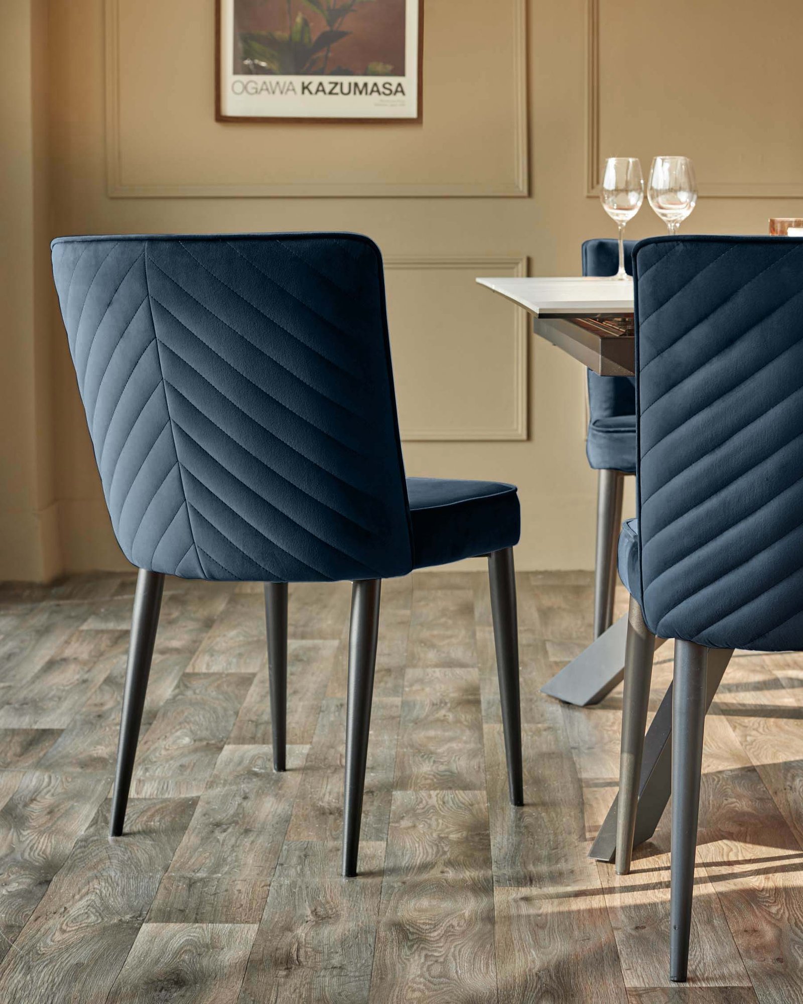 Serena dark blue velvet dining chair - set of 2 – Dusk Back