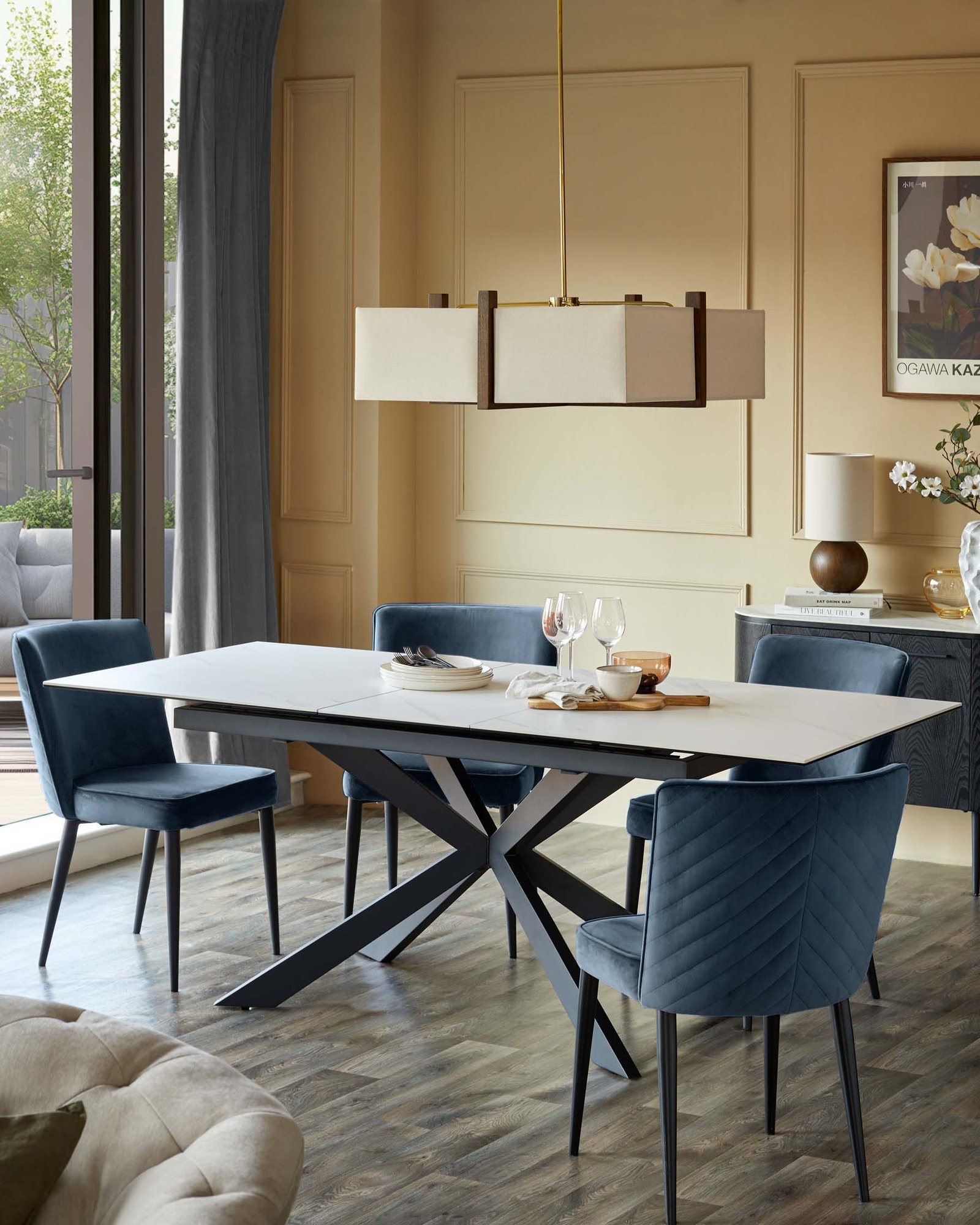 Serena dark blue velvet dining chair - set of 2 – Dusk Side