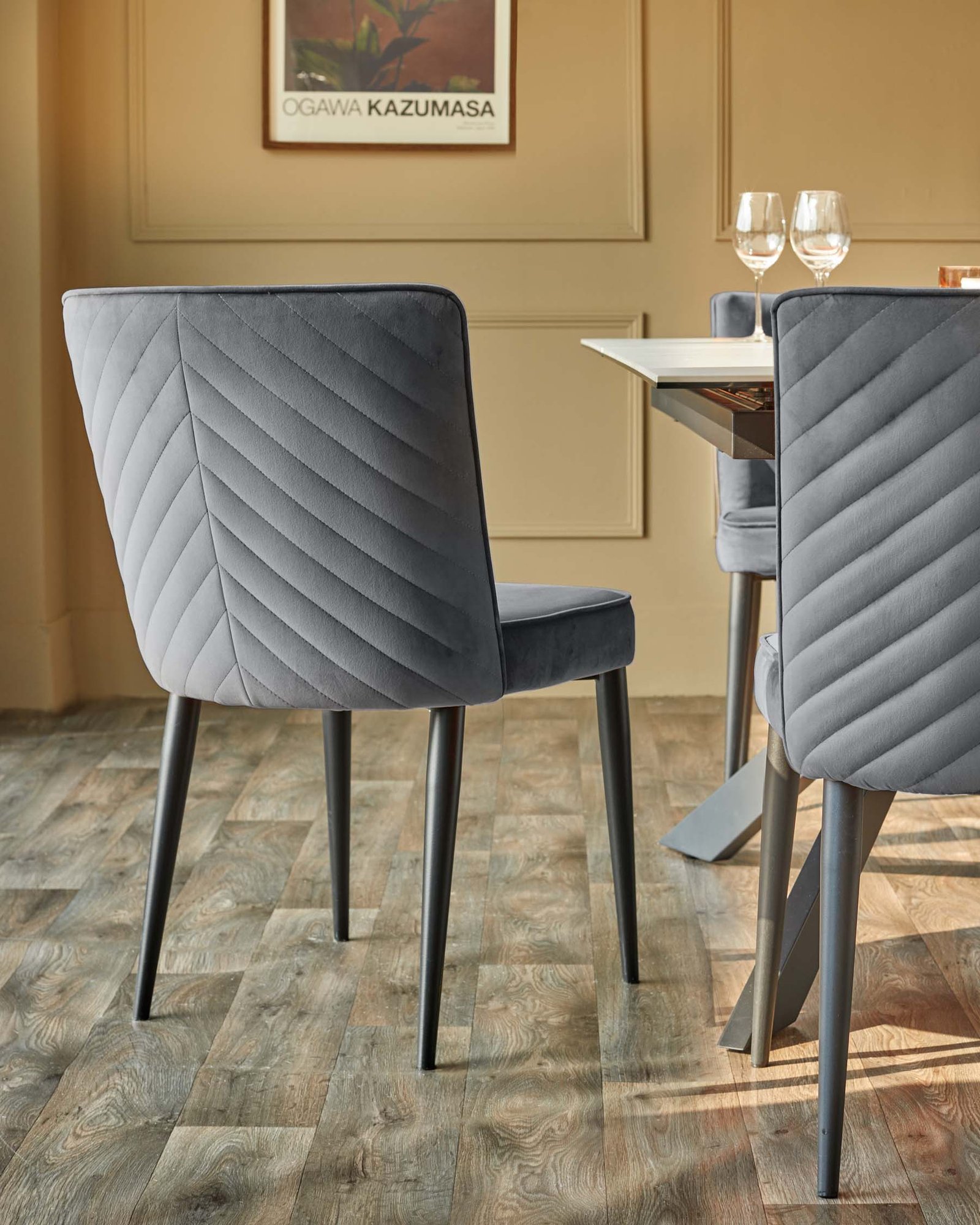Serena dark grey velvet dining chair - set of 2 – Dusk England Back