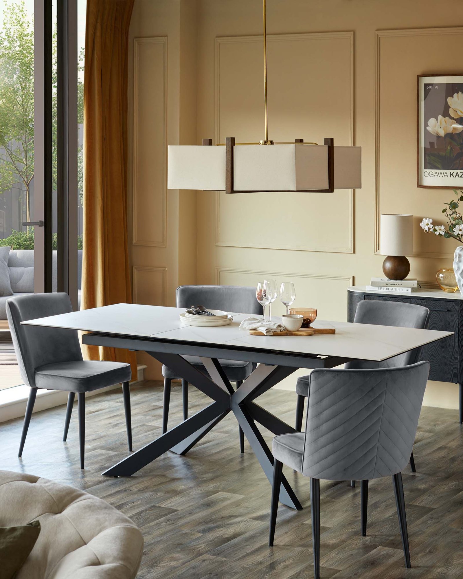 Serena dark grey velvet dining chair - set of 2 – Dusk England Side