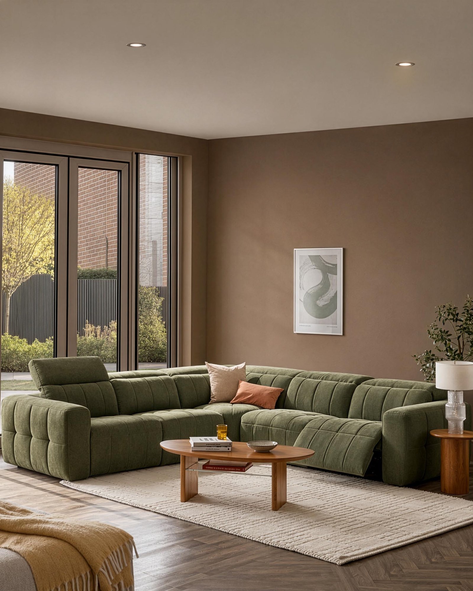 Skye dark green Dusk fabric large corner sofa Back