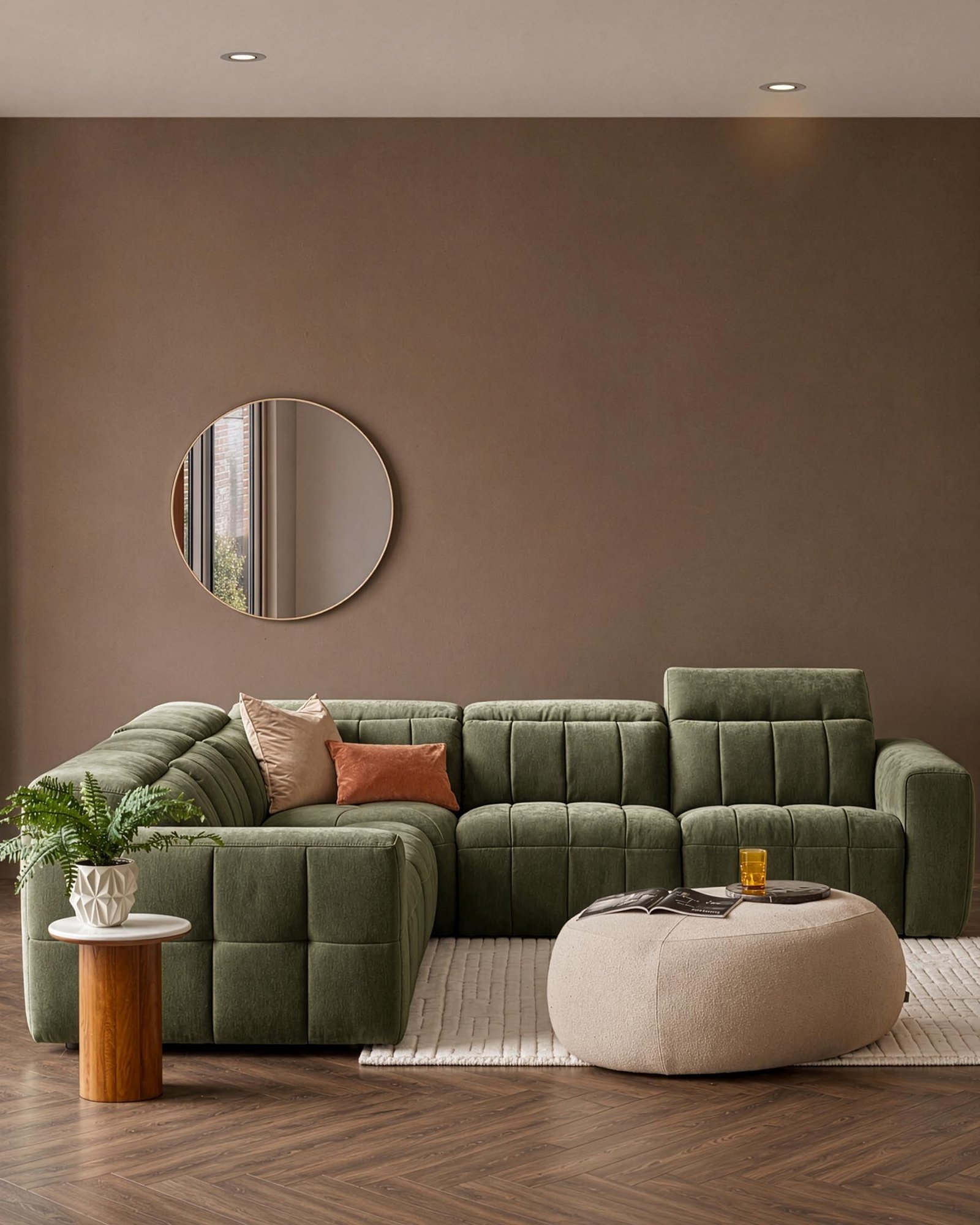 Skye dark green Dusk fabric large corner sofa Side