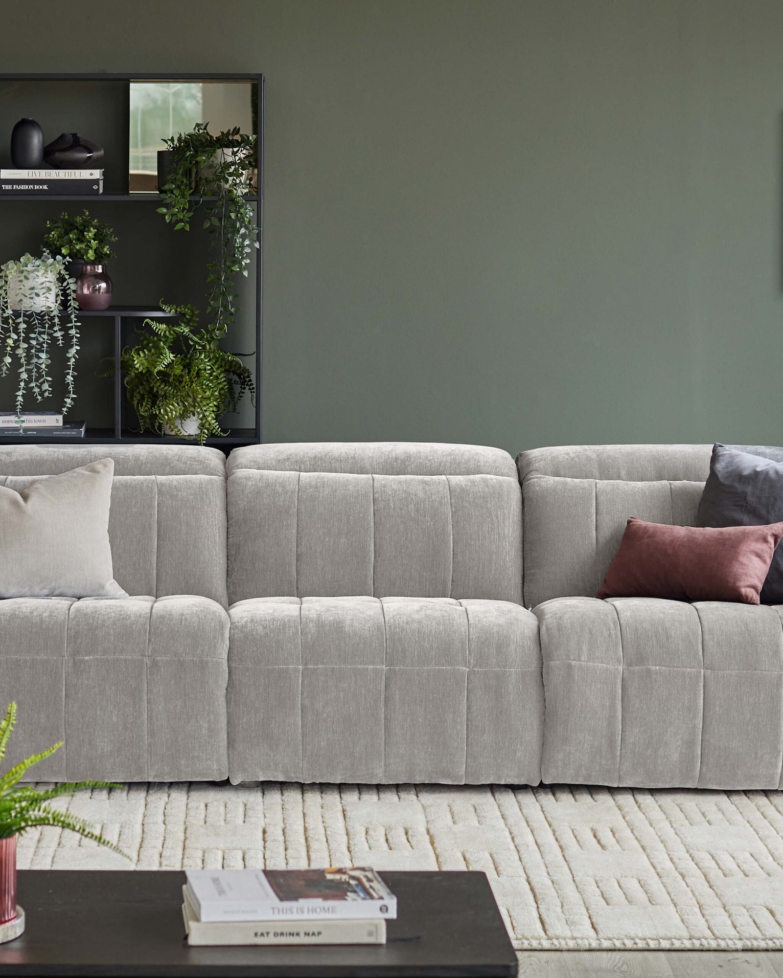 Skye light grey fabric single sofa module – Dusk Scotland Back