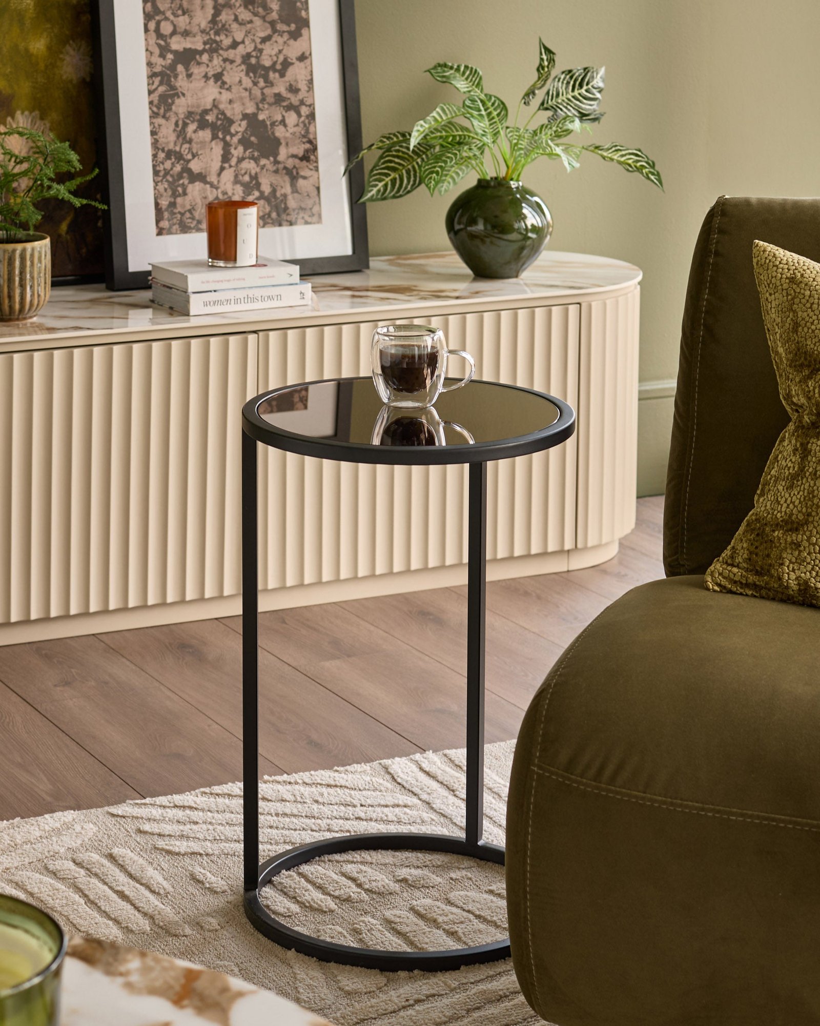 Thea bronze mirror tray side table – Dusk England Back
