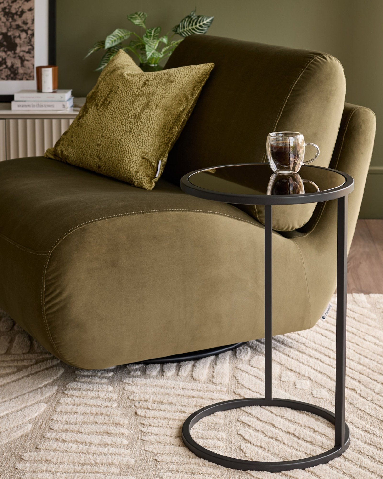 Thea bronze mirror tray side table – Dusk England Front