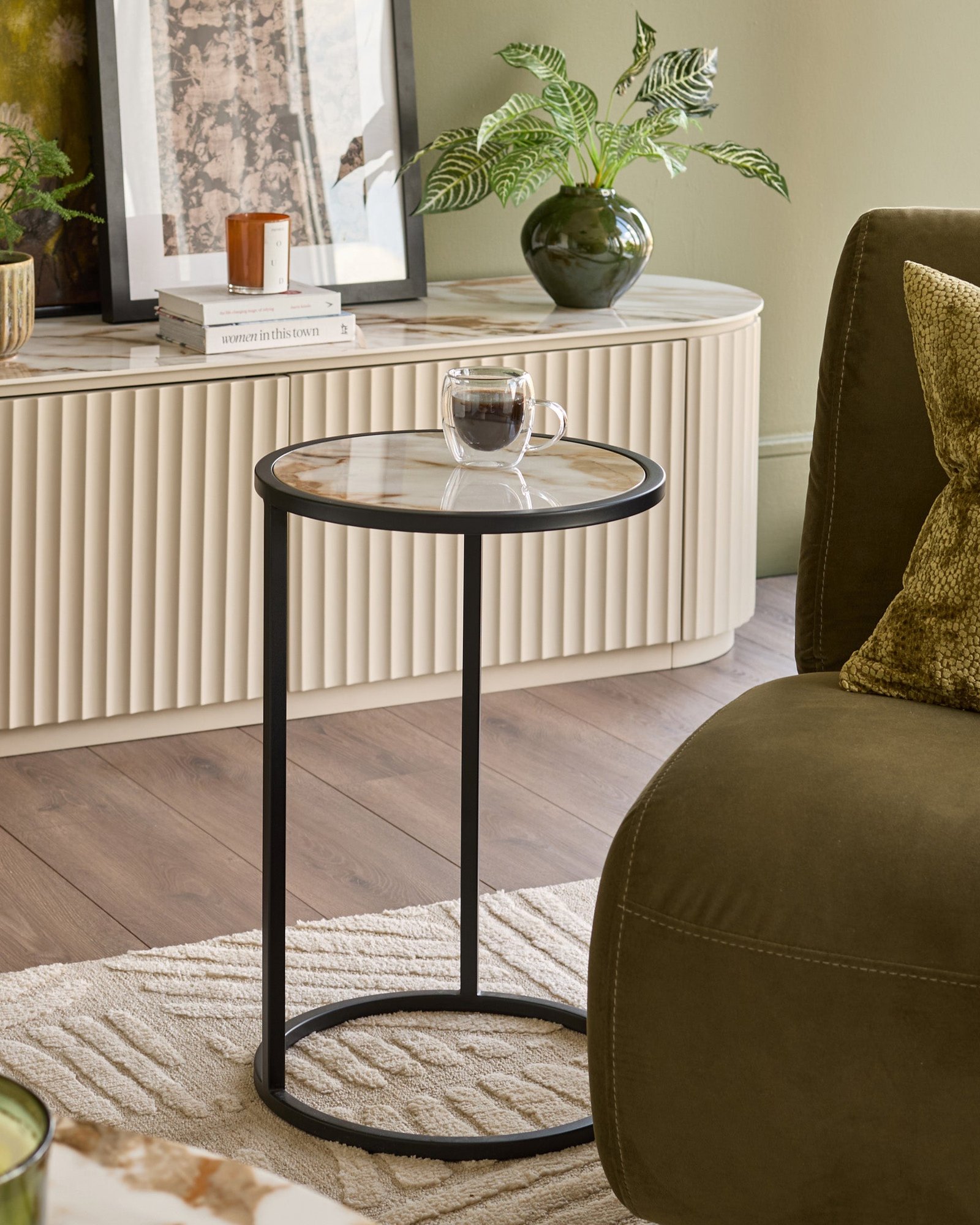 Thea natural ceramic Dusk tray side table Front