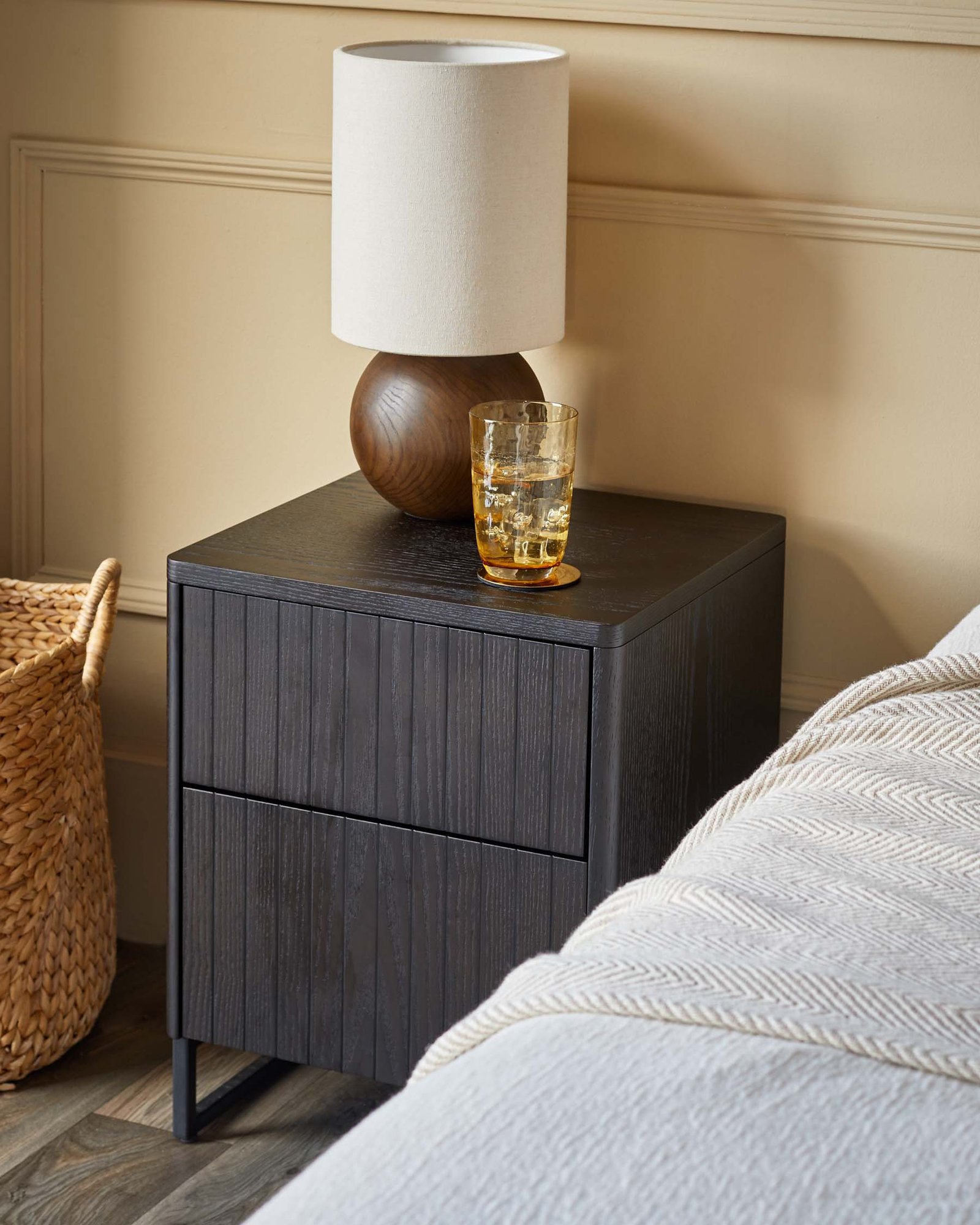 Toronto dark ash 2 drawer bedside table – Dusk Back