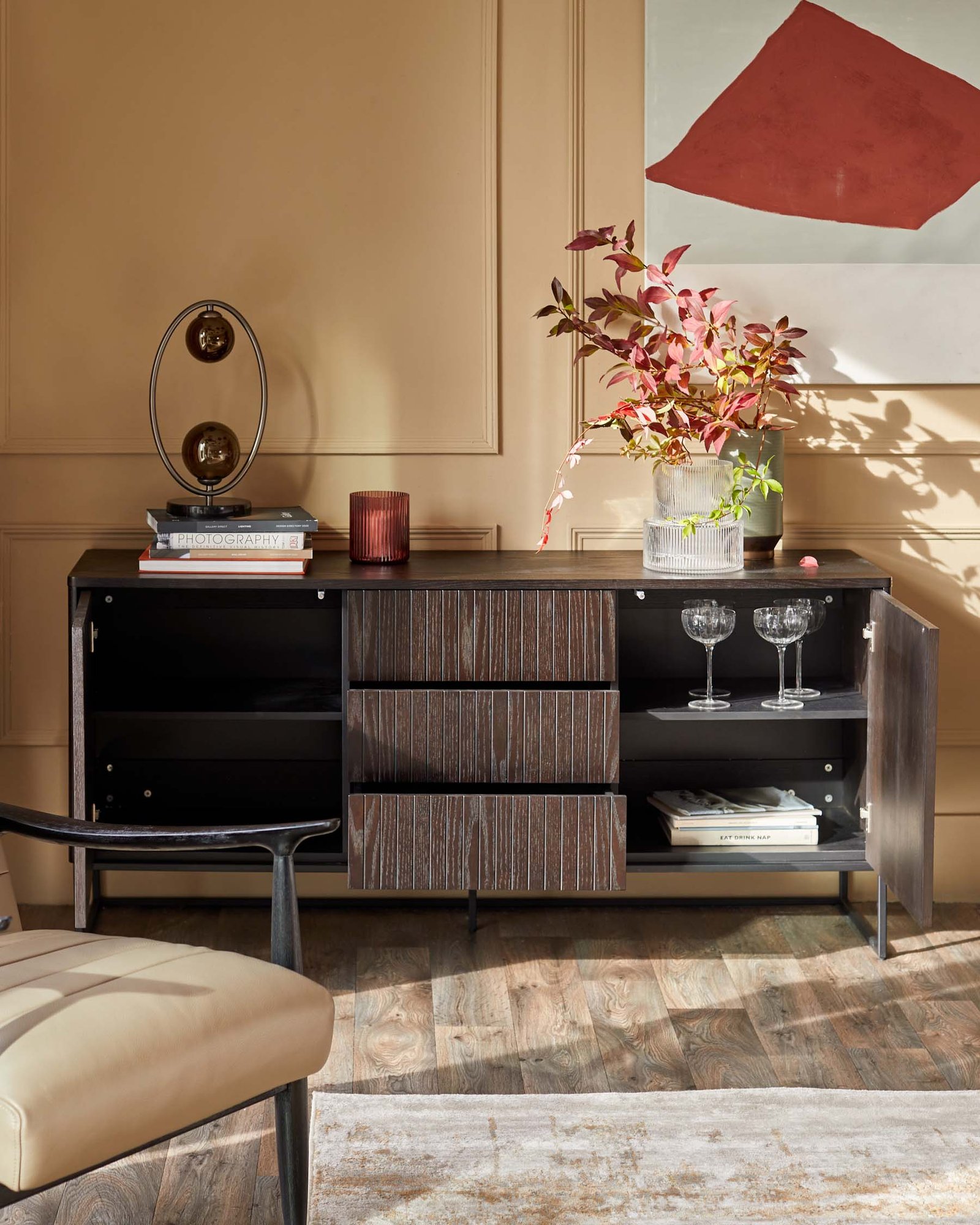 Toronto Dark Ash Sideboard – Dusk Back