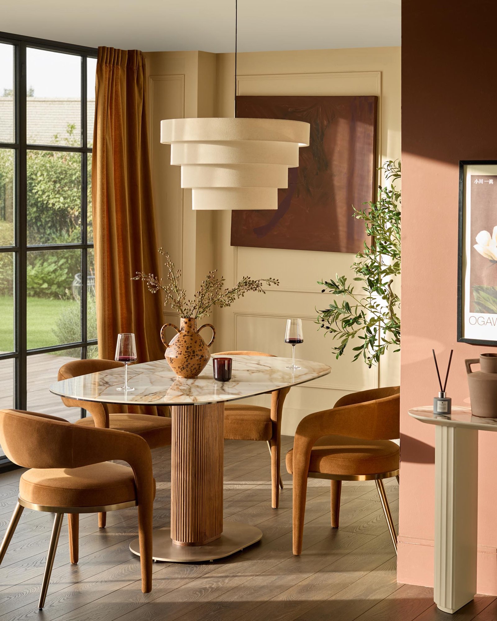Vidal natural ceramic Dusk 6 seater dining table Back