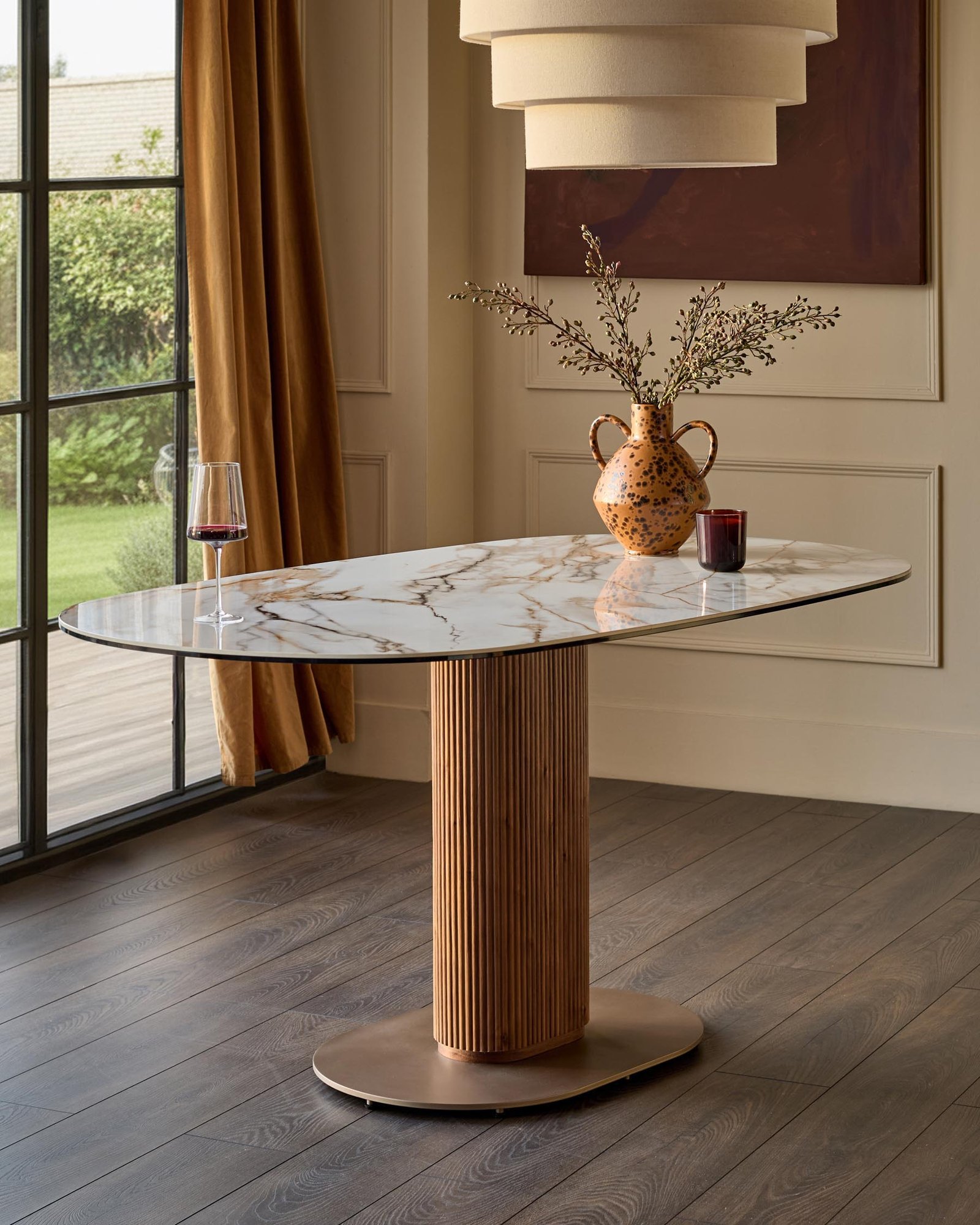 Vidal natural ceramic Dusk 6 seater dining table Front
