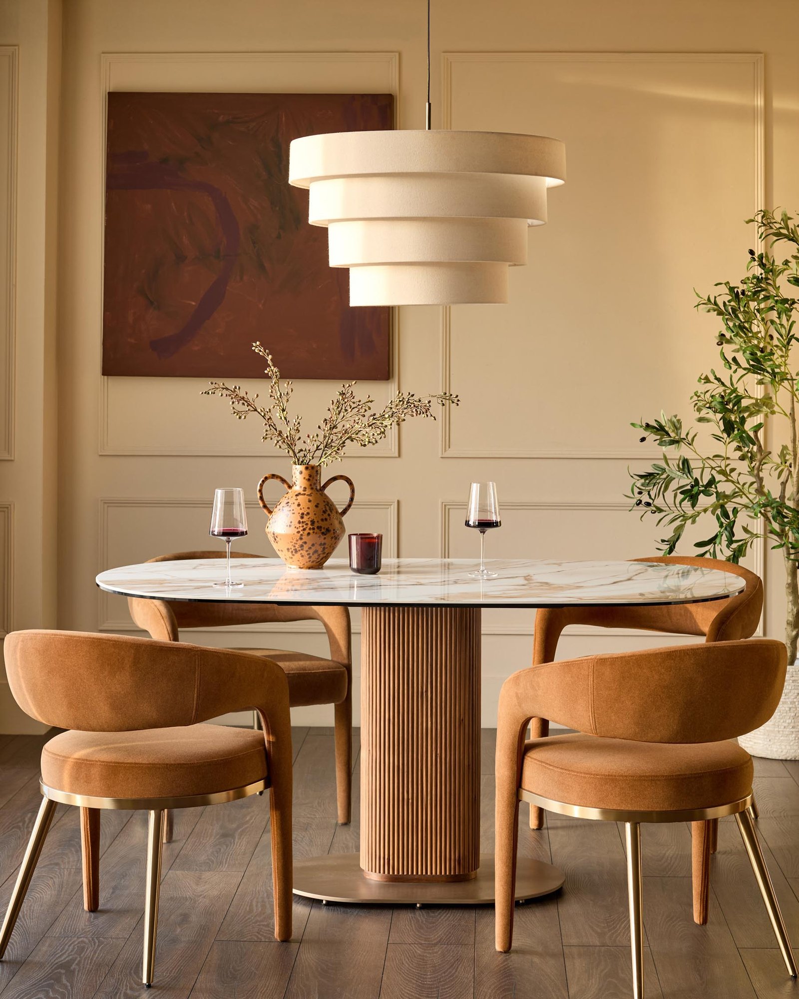 Vidal natural ceramic Dusk 6 seater dining table Side