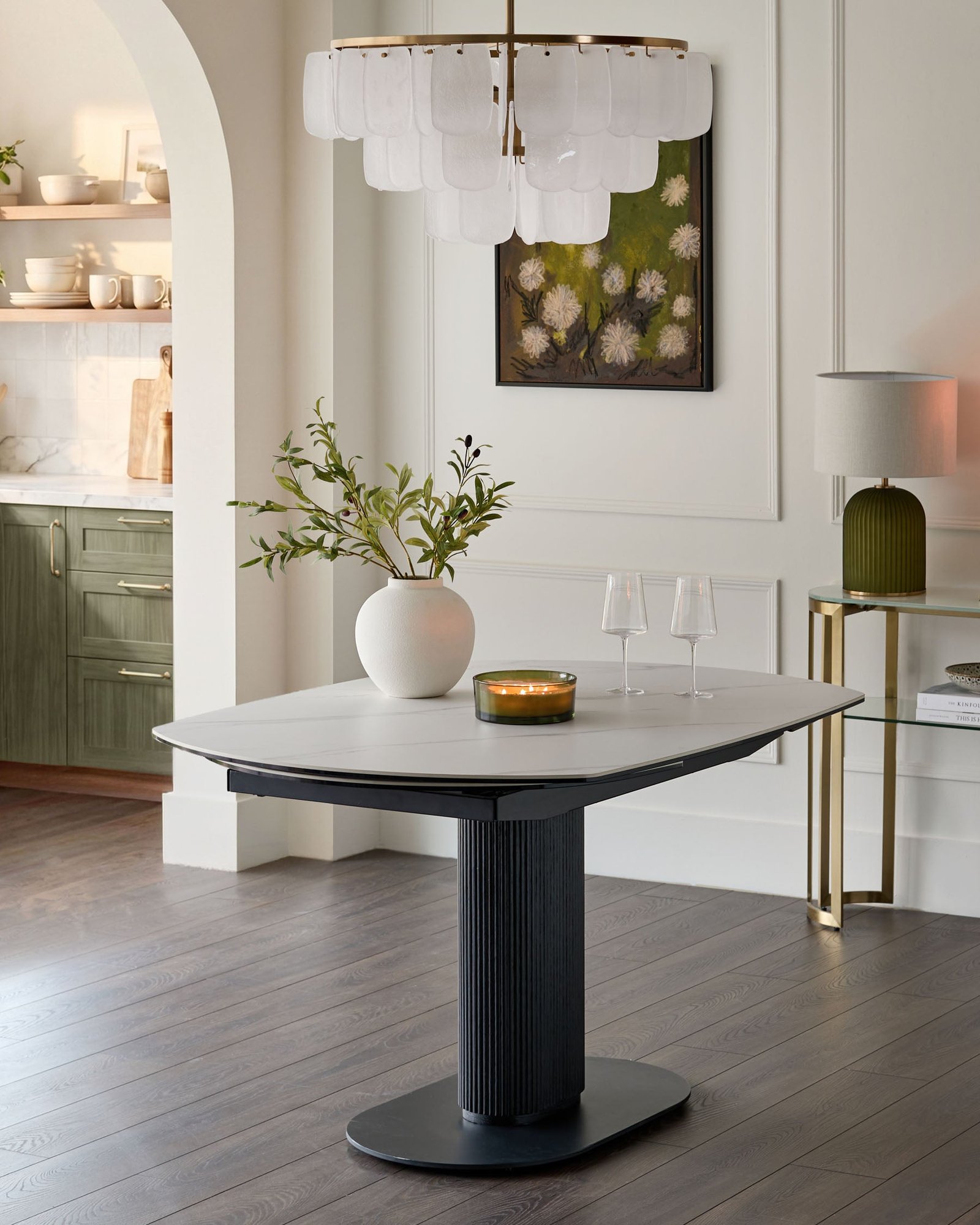 Vidal white ceramic 4 - 6 seater extending dining table – Dusk Back