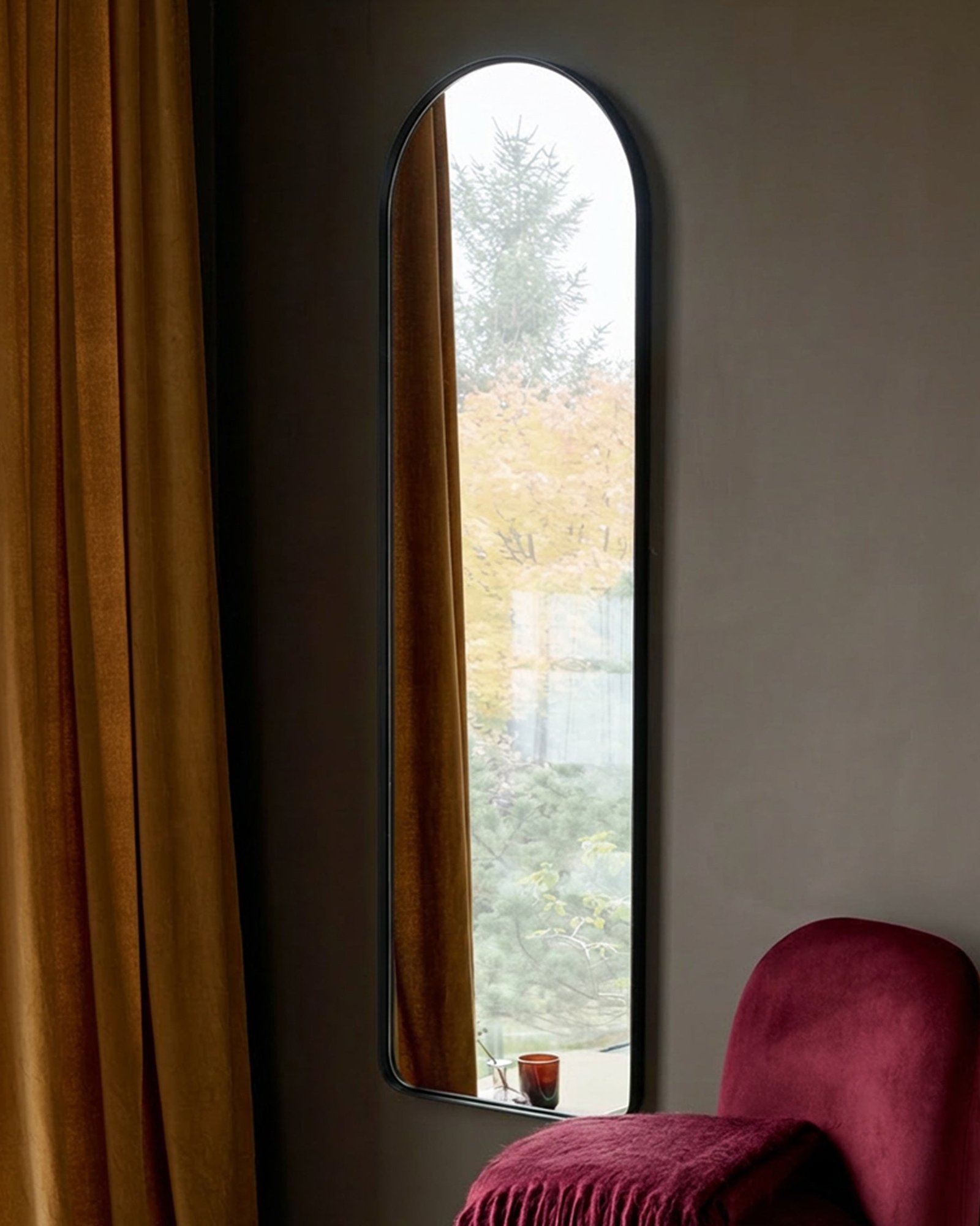 Yannis black arch wall mirror – Dusk England Back