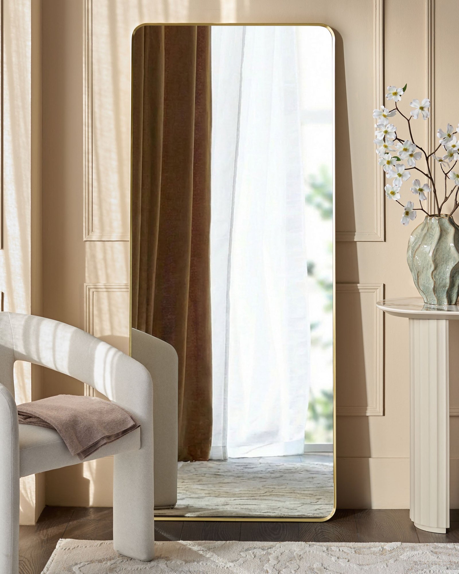 Yannis gold rectangular full length leaner mirror – Dusk England Back