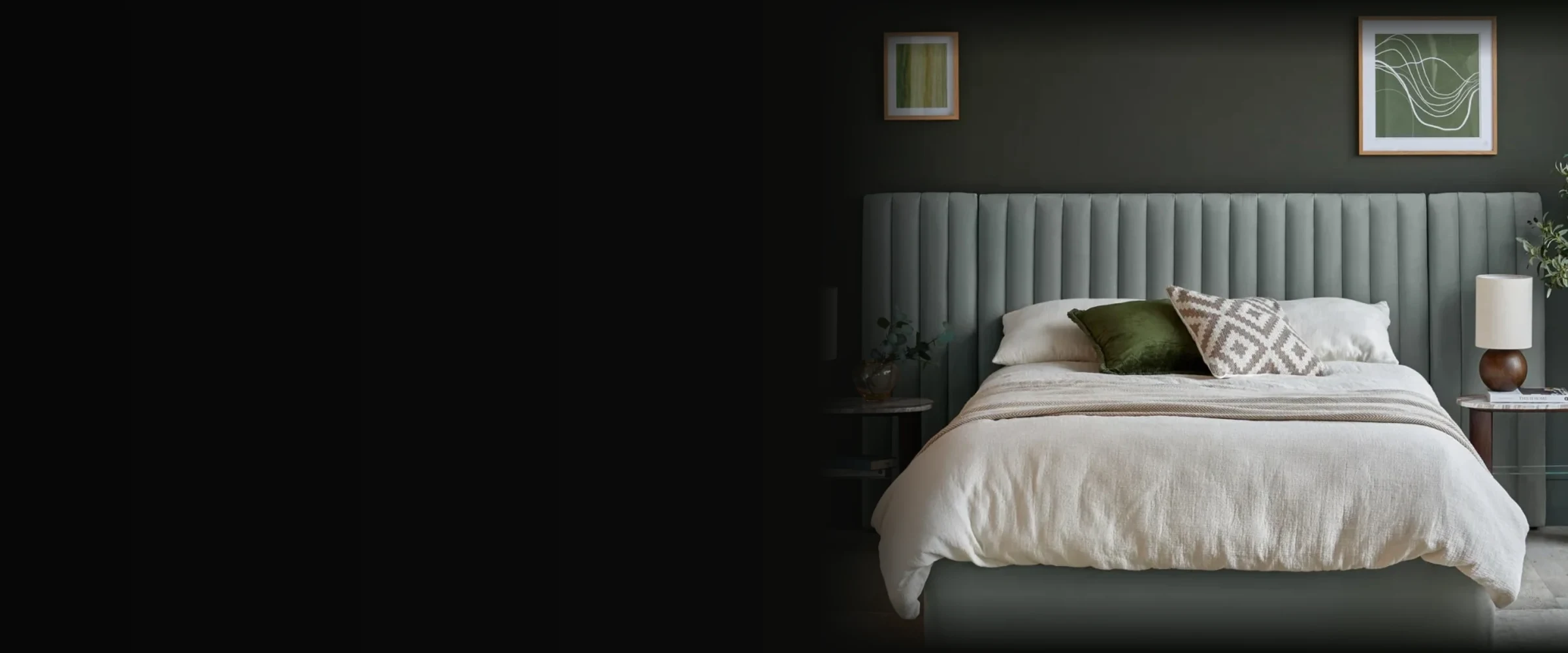 Upholstered storage bed in a styled bedroom