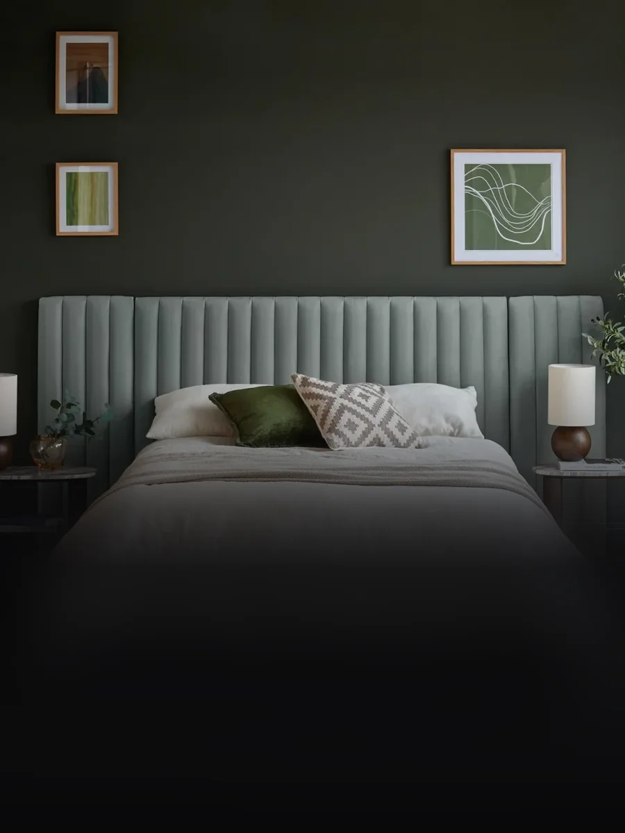 Upholstered storage bed in a styled bedroom